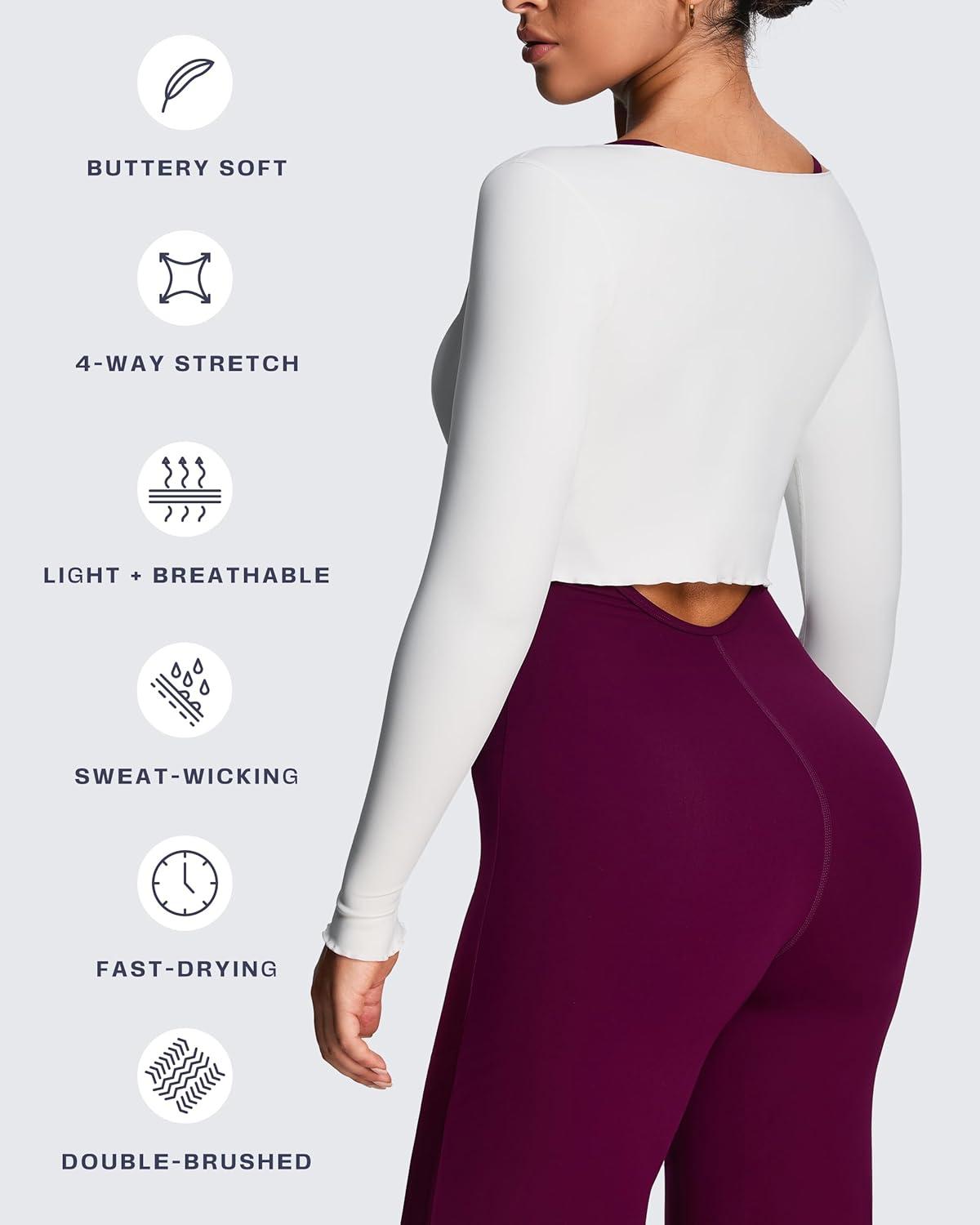 imageAoxjox Womens Athlenza Tie Front Wrap Tops Long Sleeve Shrug Crop Top Ballet Yoga Workout CardiganWhite