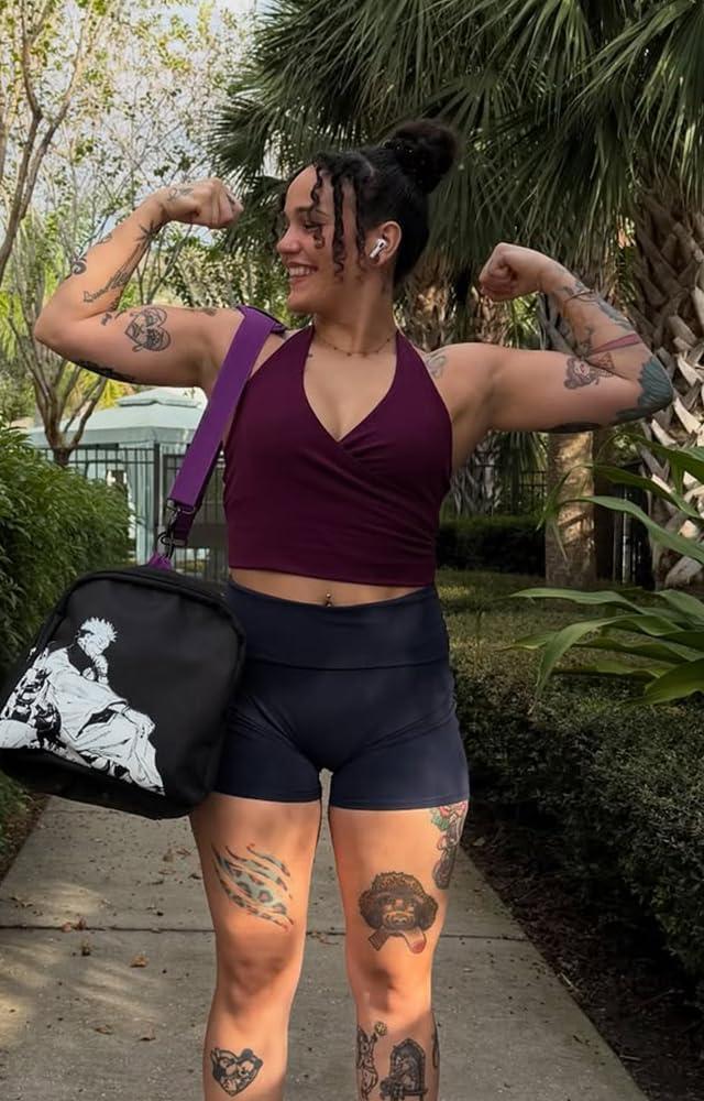 imageAoxjox Womens Sleeveless Athlenza Halter Tank Tops Workout Athletics Lumastretch Yoga Curve Longline Crop TopBurgundy