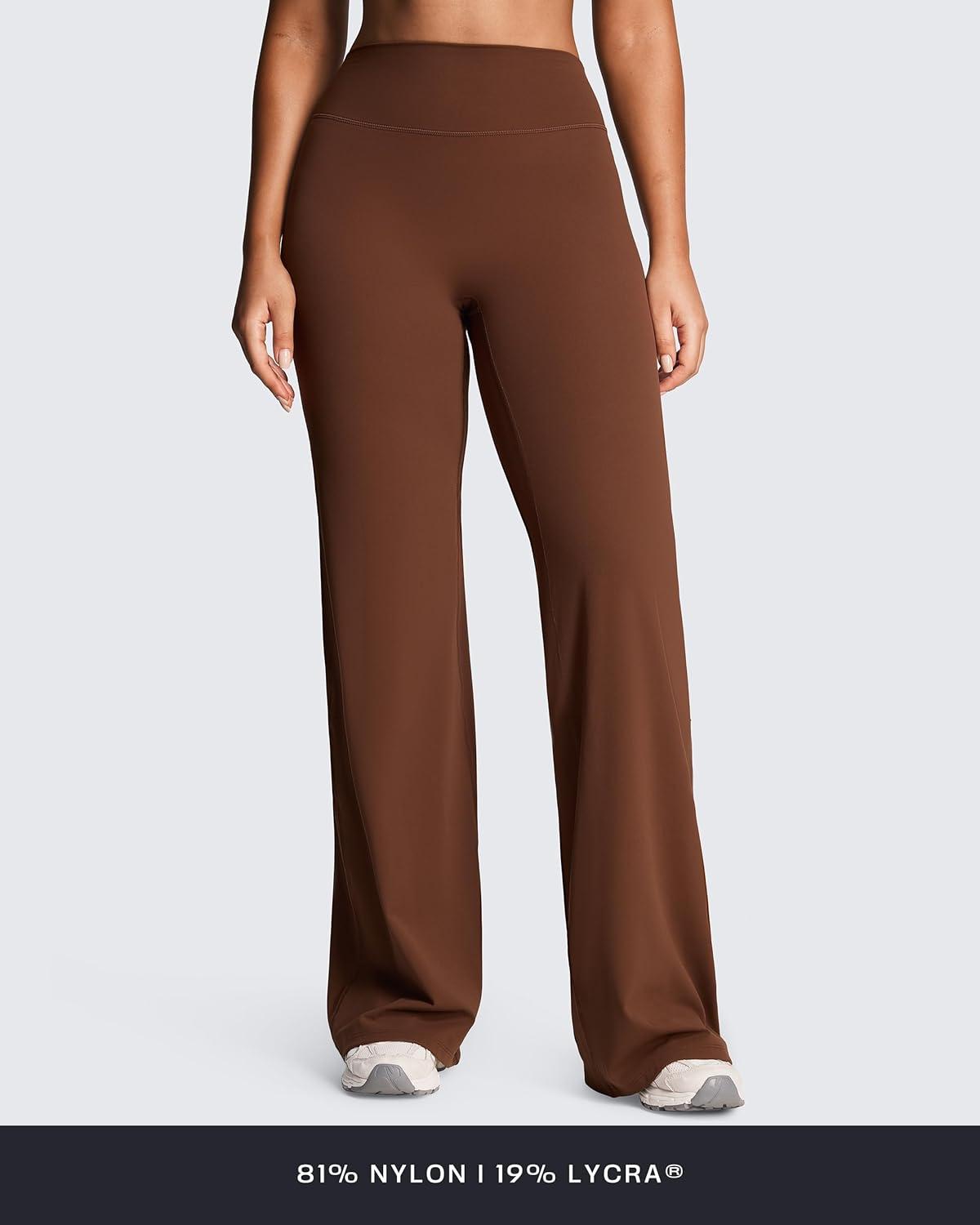 imageAoxjox Womens Workout Athlenza Straight Leg Bottoms High Waist Lumastretch Gym Yoga Pants 31quot 33quot 35quotBrown