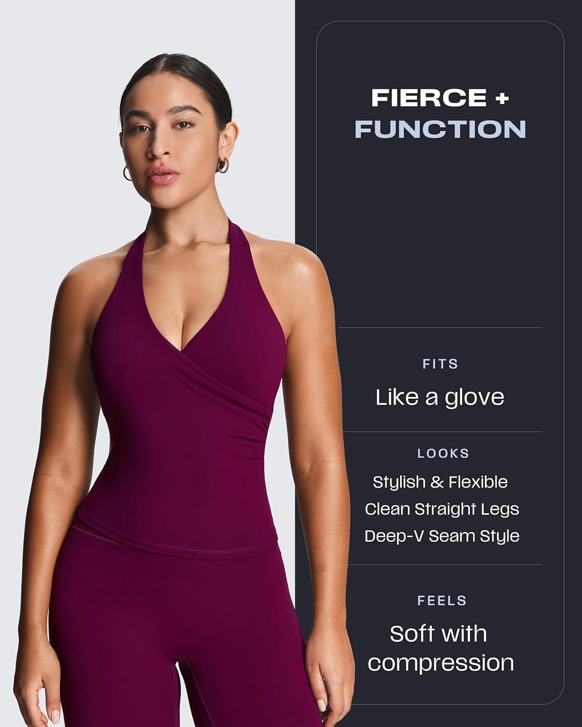 imageAoxjox Womens Workout Athlenza Straight Leg Bottoms High Waist Lumastretch Gym Yoga Pants 31quot 33quot 35quotBurgundy