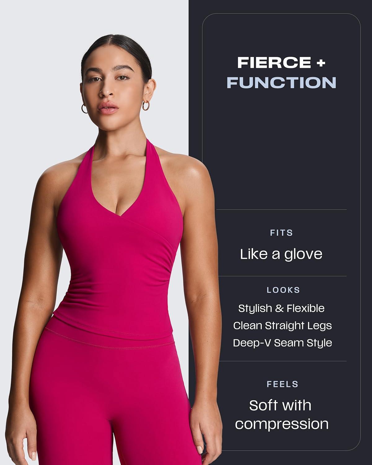 imageAoxjox Womens Workout Athlenza Straight Leg Bottoms High Waist Lumastretch Gym Yoga Pants 31quot 33quot 35quotFuchsia