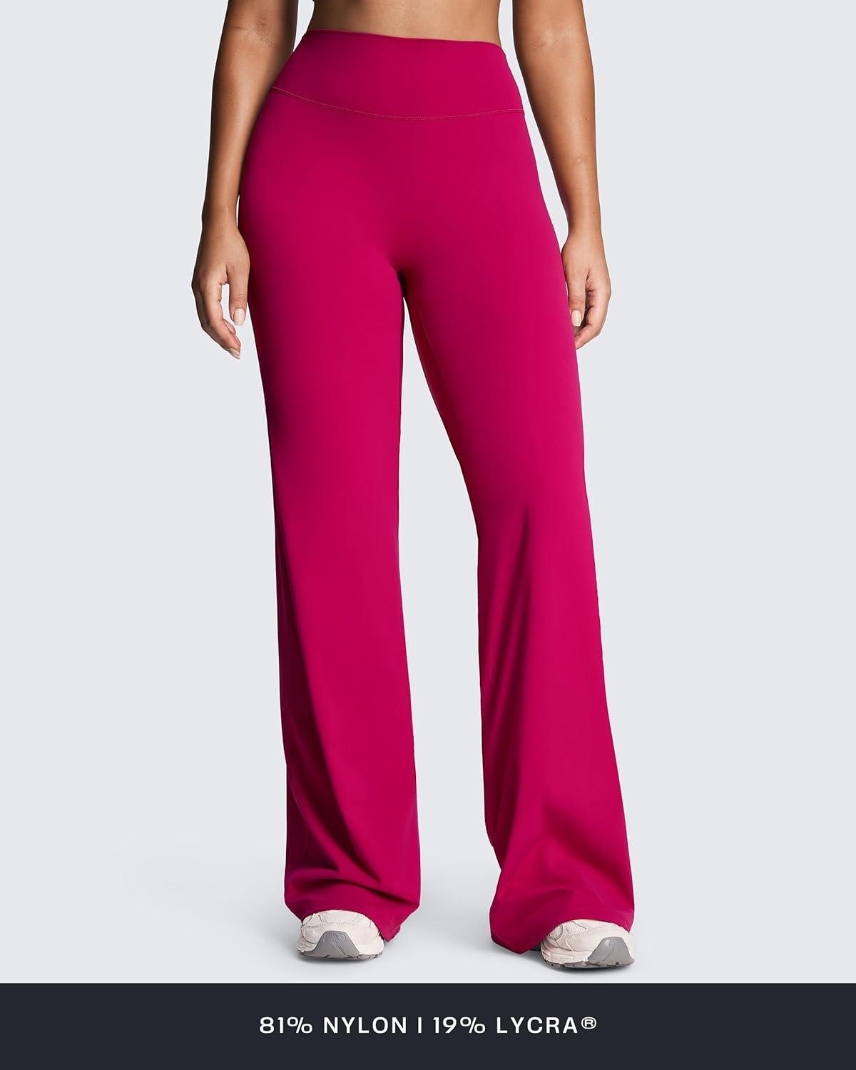 imageAoxjox Womens Workout Athlenza Straight Leg Bottoms High Waist Lumastretch Gym Yoga Pants 31quot 33quot 35quotFuchsia