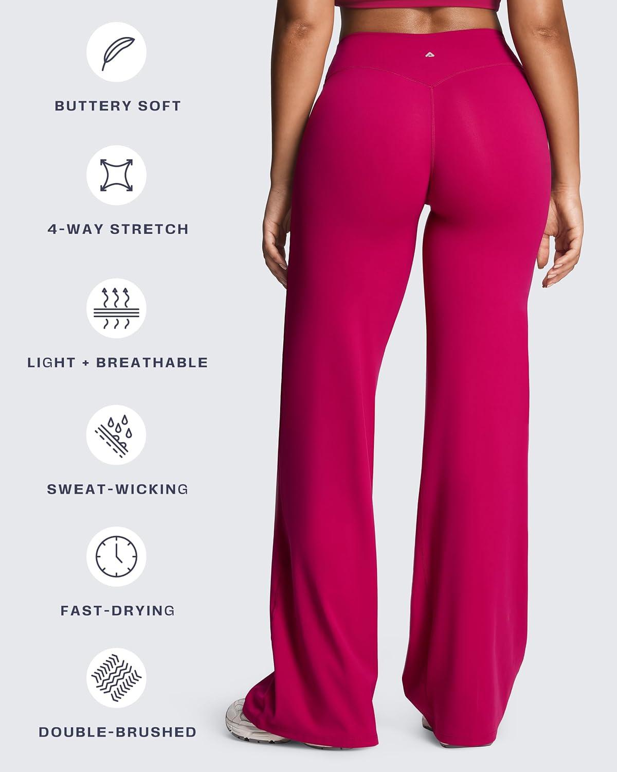 imageAoxjox Womens Workout Athlenza Straight Leg Bottoms High Waist Lumastretch Gym Yoga Pants 31quot 33quot 35quotFuchsia