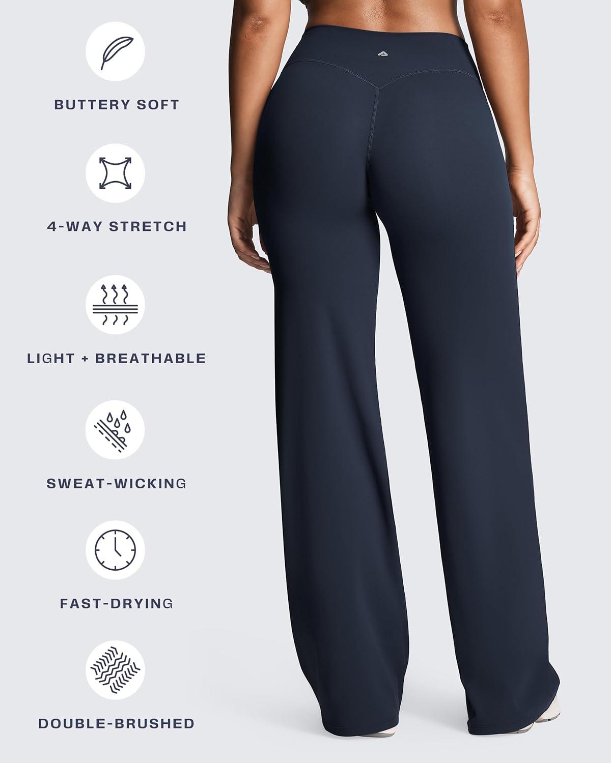 imageAoxjox Womens Workout Athlenza Straight Leg Bottoms High Waist Lumastretch Gym Yoga Pants 31quot 33quot 35quotNavy