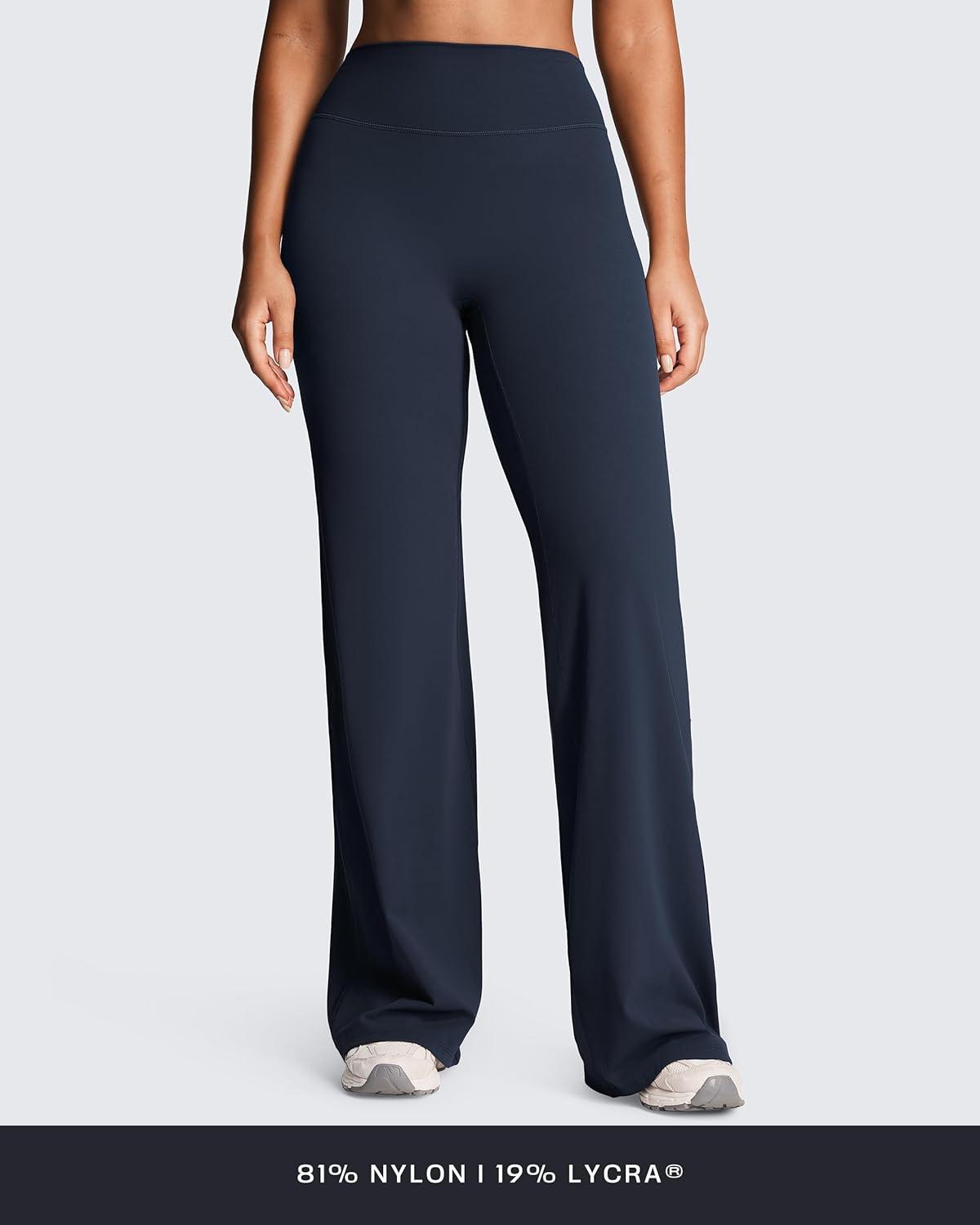 imageAoxjox Womens Workout Athlenza Straight Leg Bottoms High Waist Lumastretch Gym Yoga Pants 31quot 33quot 35quotNavy