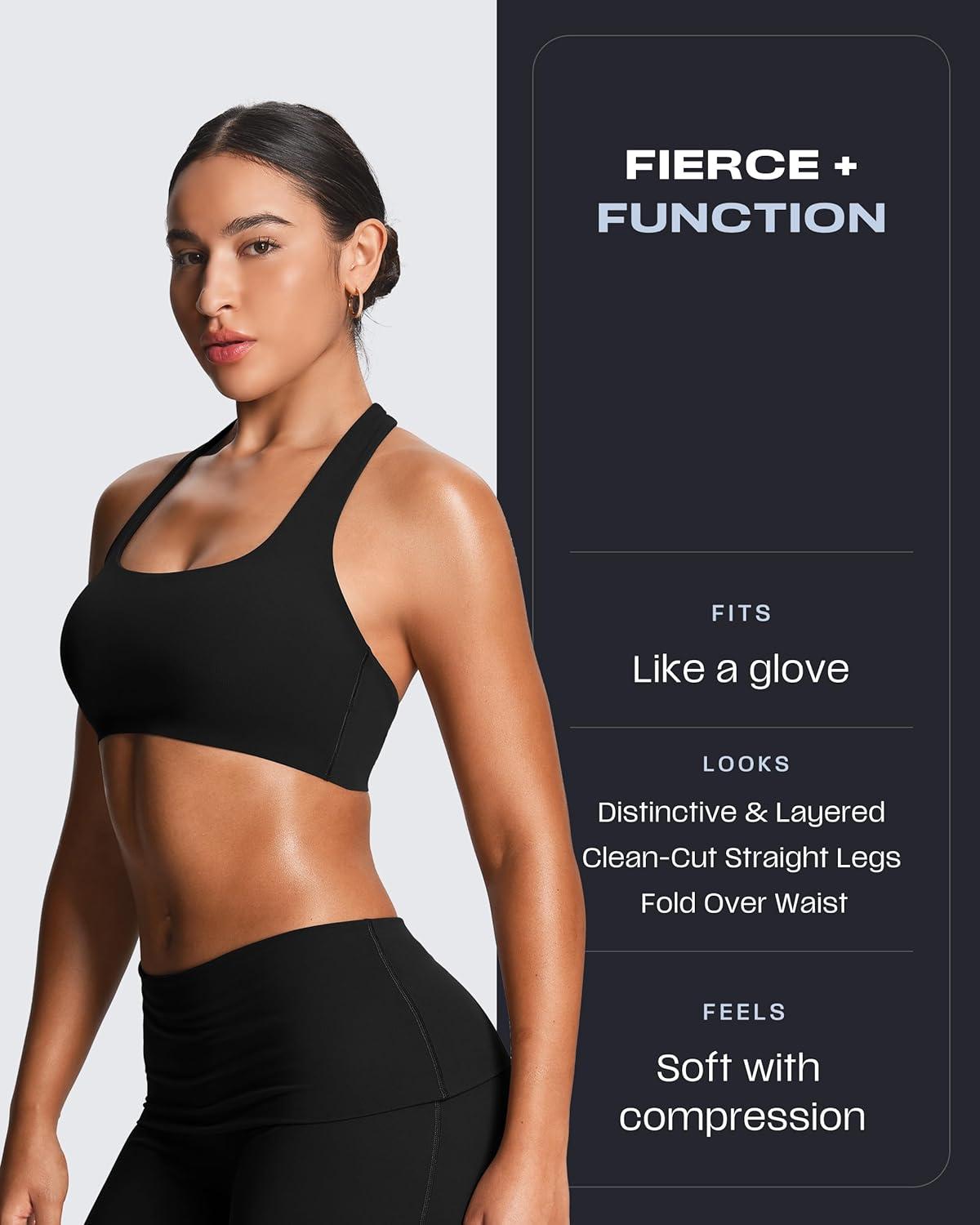 imageAoxjox Womens Workout Fold Over Waist Straight Leg Bottoms Lumastretch Gym Yoga Pants 31quot33quot35quotBlack