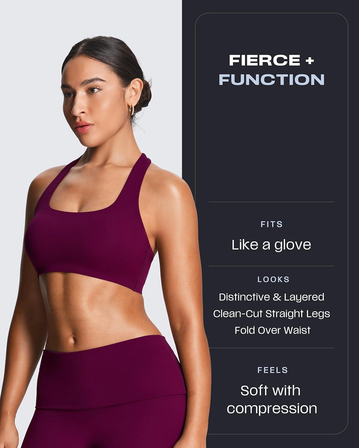 imageAoxjox Womens Workout Fold Over Waist Straight Leg Bottoms Lumastretch Gym Yoga Pants 31quot33quot35quotBurgundy