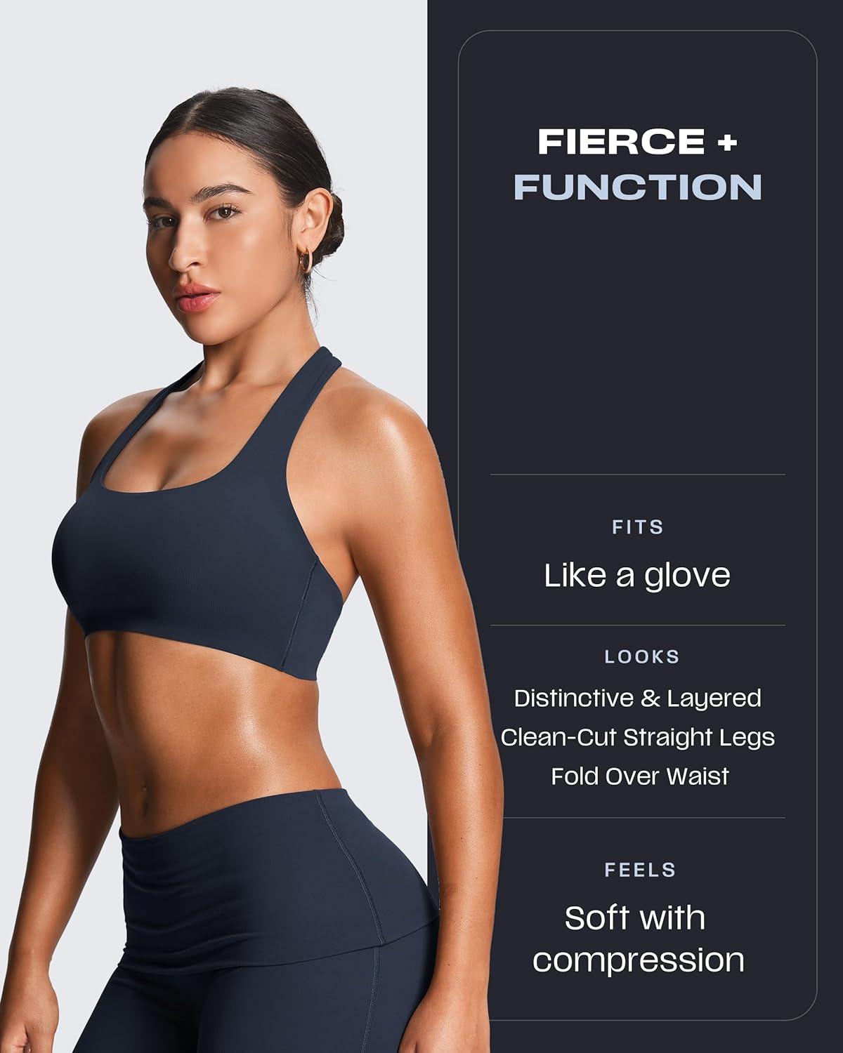 imageAoxjox Womens Workout Fold Over Waist Straight Leg Bottoms Lumastretch Gym Yoga Pants 31quot33quot35quotNavy