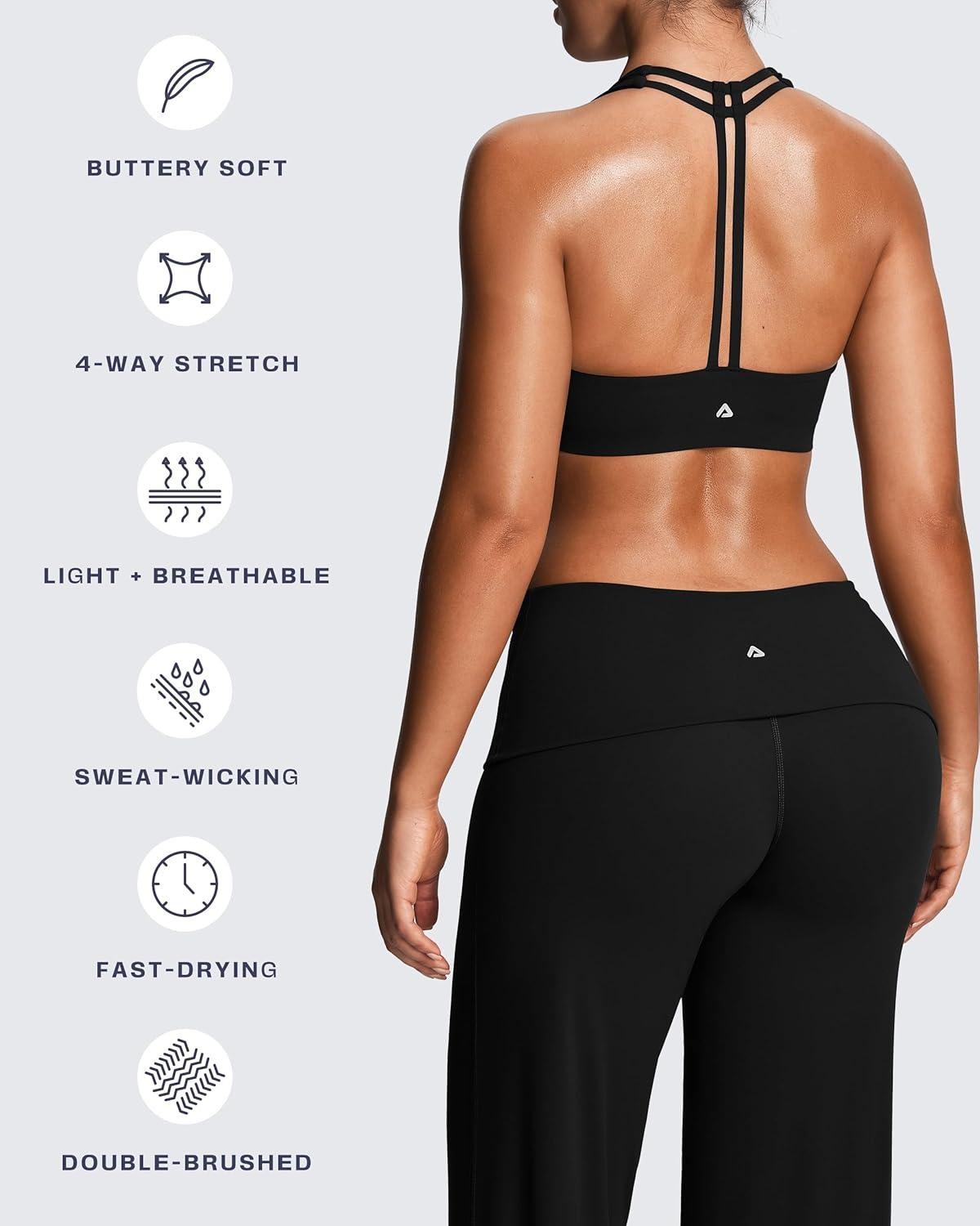 imageAoxjox Womens Workout Sports Bras Fitness Training Gym Athlenza TBack Bra Lumastretch Yoga Crop TankBlack