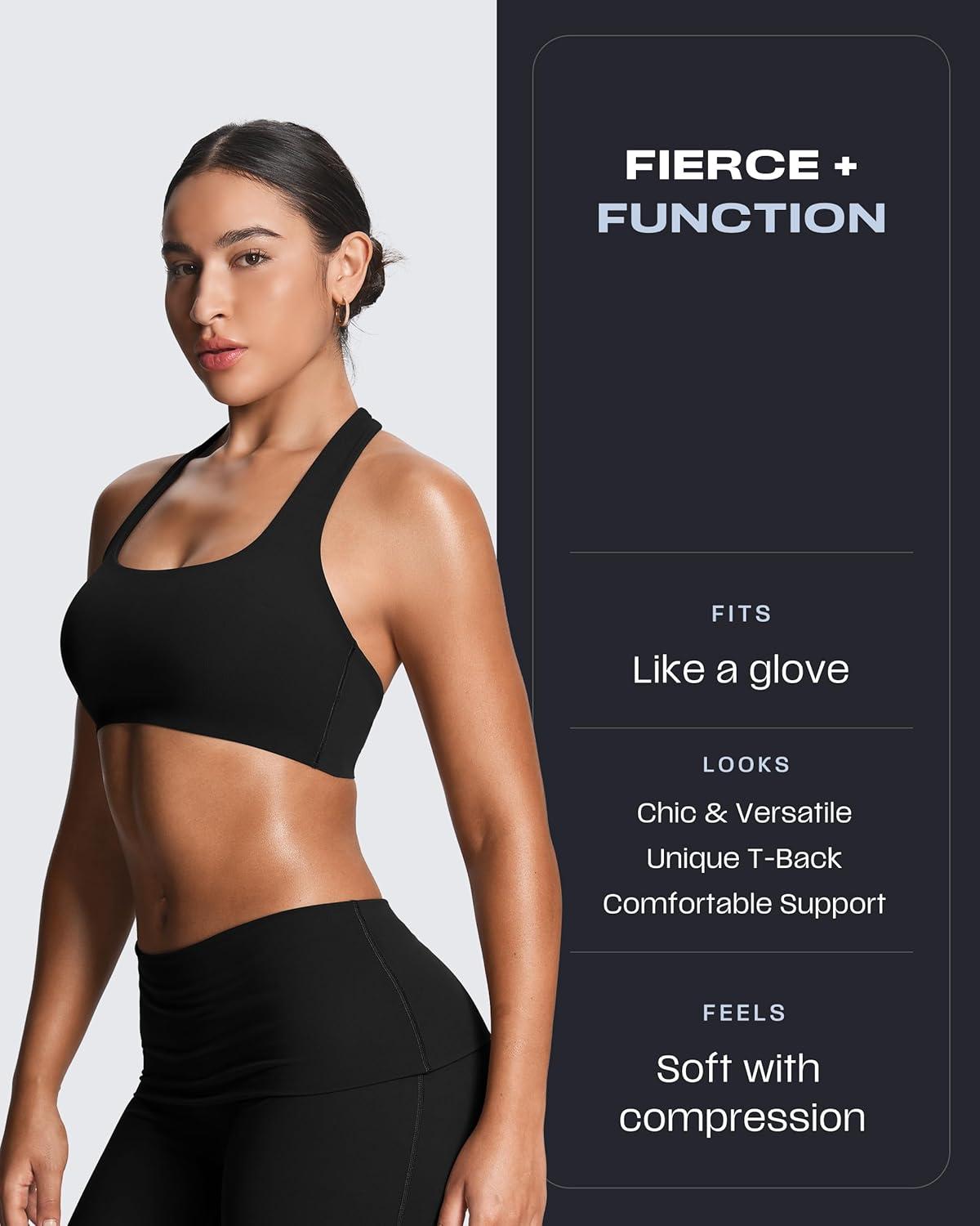 imageAoxjox Womens Workout Sports Bras Fitness Training Gym Athlenza TBack Bra Lumastretch Yoga Crop TankBlack