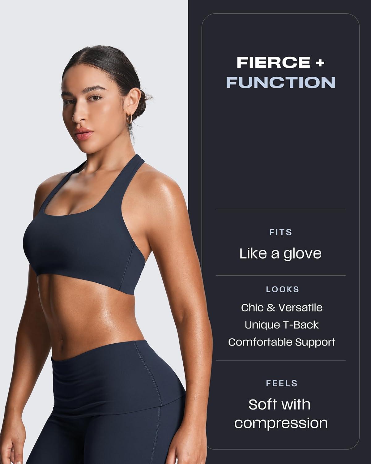 imageAoxjox Womens Workout Sports Bras Fitness Training Gym Athlenza TBack Bra Lumastretch Yoga Crop TankNavy