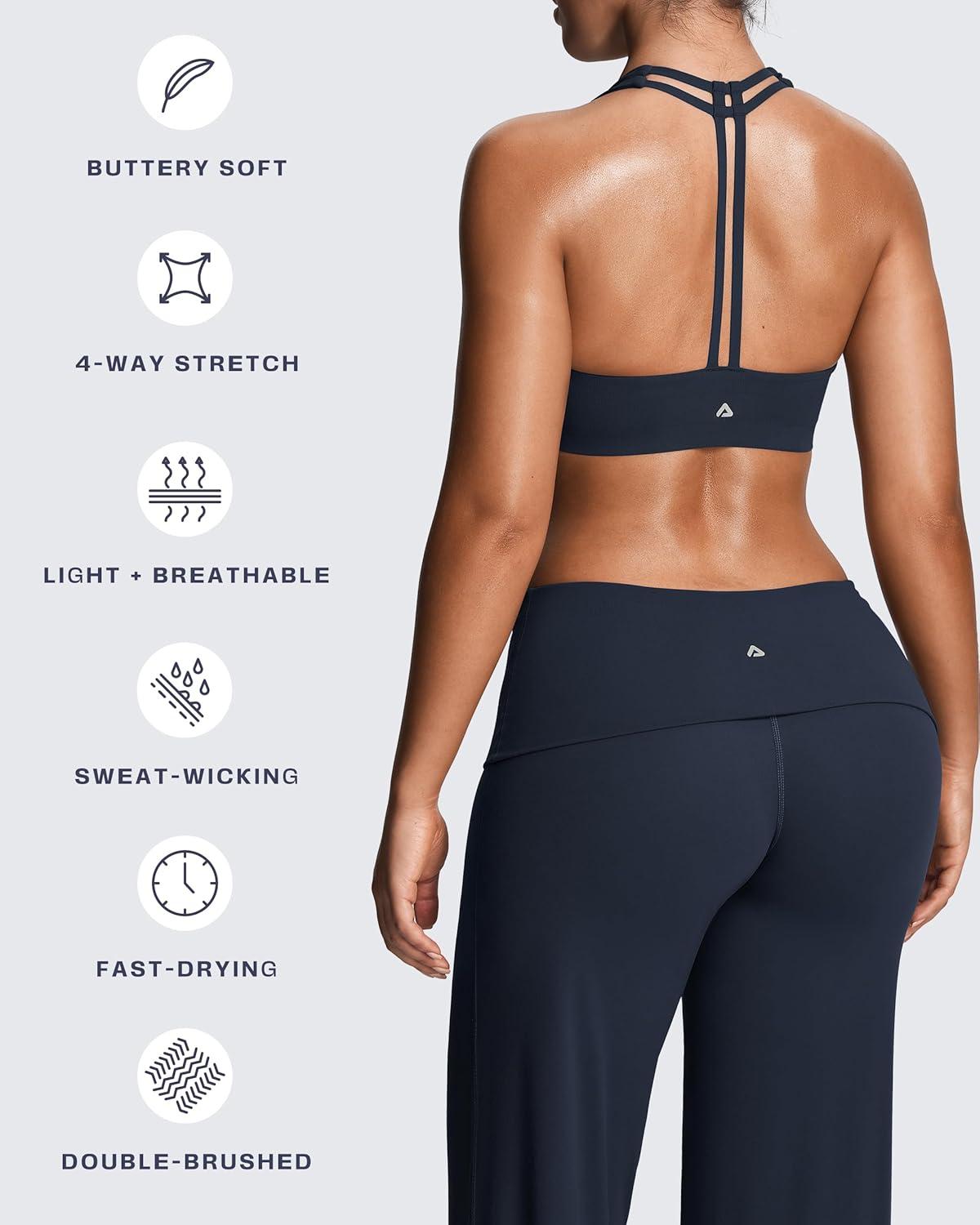 imageAoxjox Womens Workout Sports Bras Fitness Training Gym Athlenza TBack Bra Lumastretch Yoga Crop TankNavy