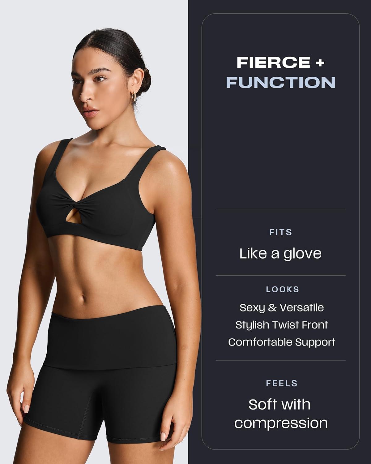 imageAoxjox Womens Workout Sports Bras Fitness Training Gym Athlenza Twist Bra Lumastretch Yoga Crop TankBlack