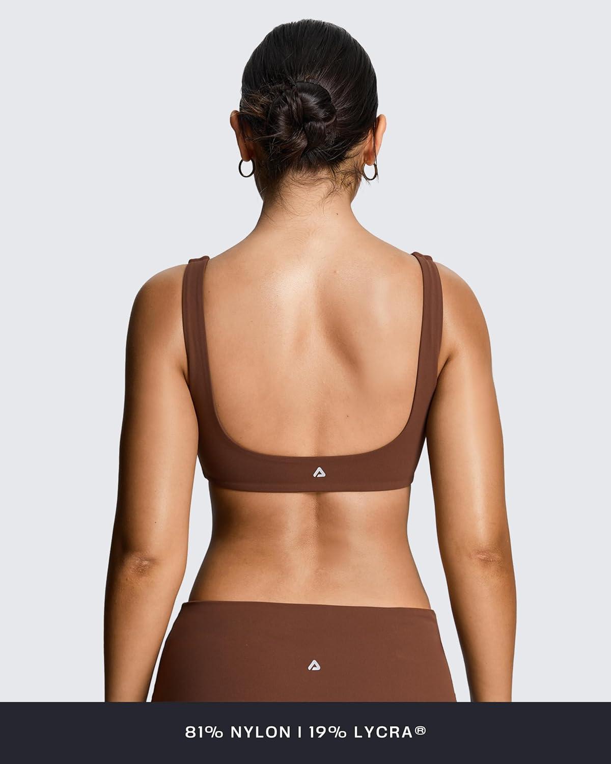 imageAoxjox Womens Workout Sports Bras Fitness Training Gym Athlenza Twist Bra Lumastretch Yoga Crop TankBrown