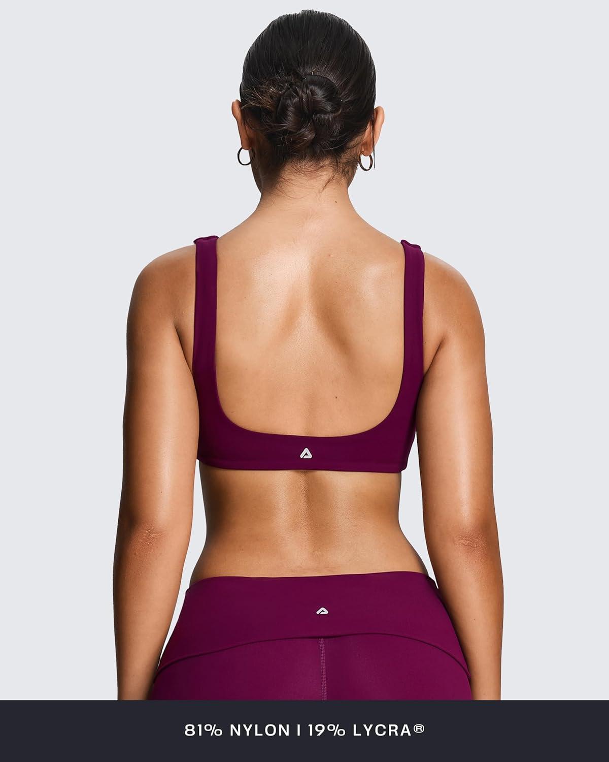 imageAoxjox Womens Workout Sports Bras Fitness Training Gym Athlenza Twist Bra Lumastretch Yoga Crop TankBurgundy