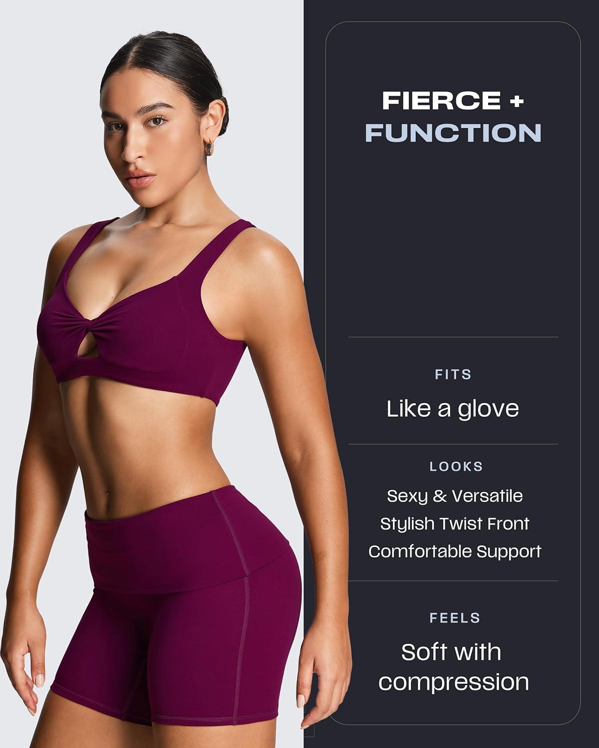 imageAoxjox Womens Workout Sports Bras Fitness Training Gym Athlenza Twist Bra Lumastretch Yoga Crop TankBurgundy