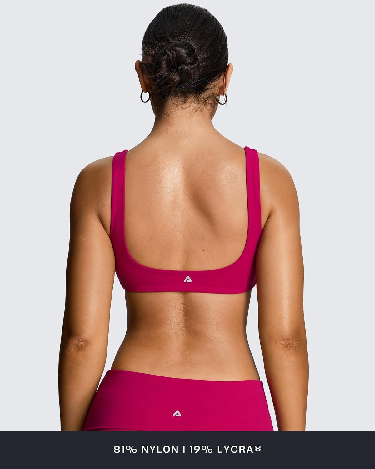 imageAoxjox Womens Workout Sports Bras Fitness Training Gym Athlenza Twist Bra Lumastretch Yoga Crop TankFuchsia