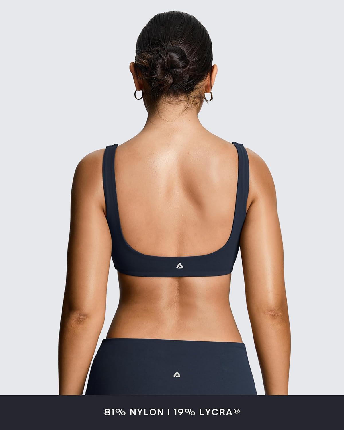 imageAoxjox Womens Workout Sports Bras Fitness Training Gym Athlenza Twist Bra Lumastretch Yoga Crop TankNavy