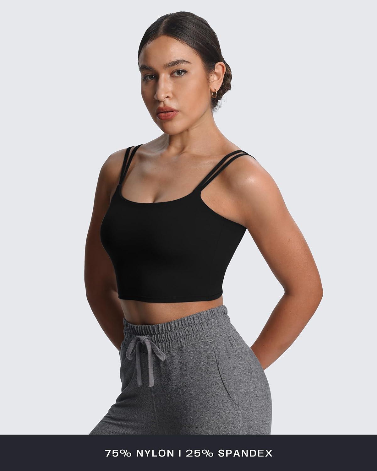 imageAoxjox Womens Workout Sports Bras Fitness Yoga Crop Tank Twist Back Cami1 Black