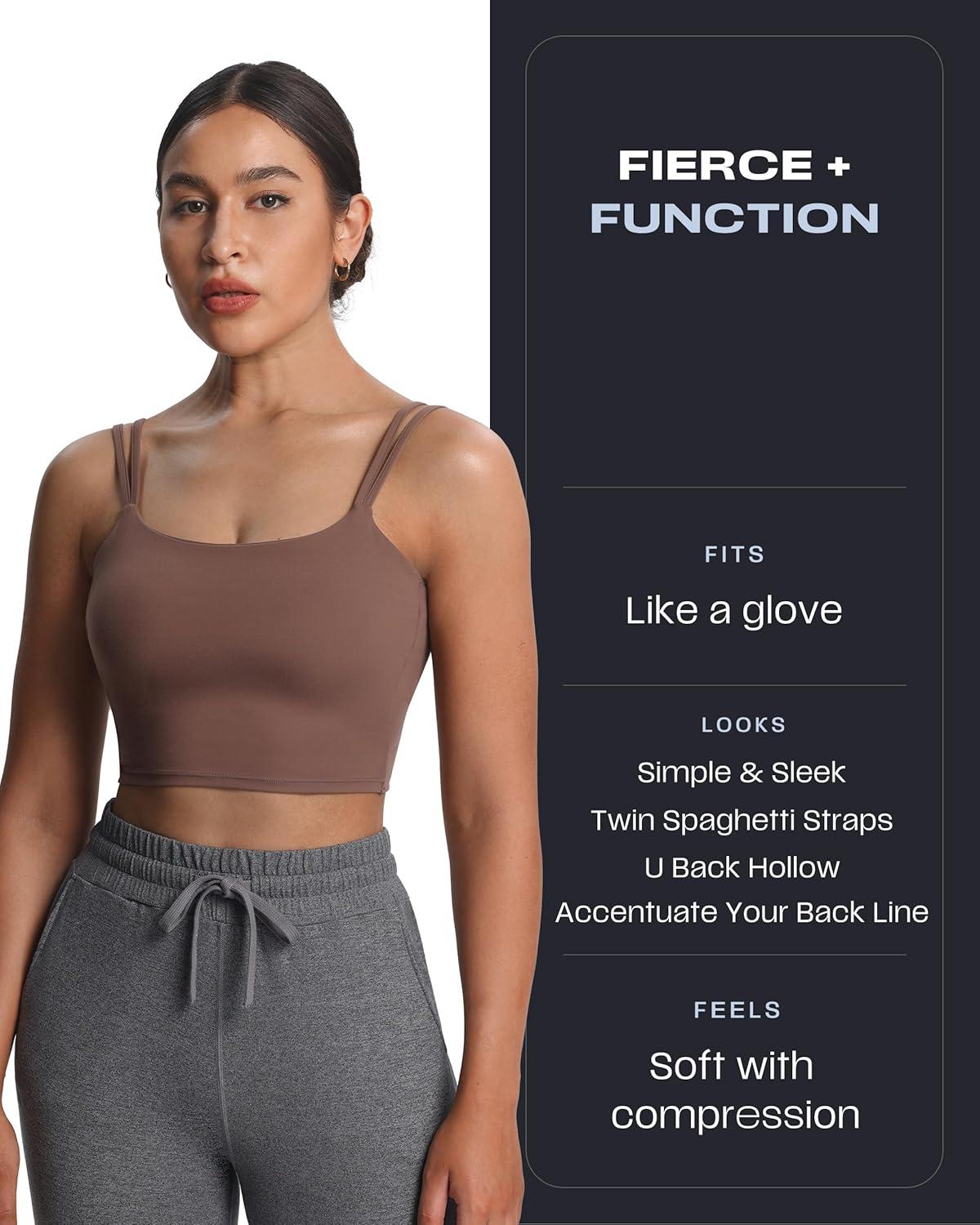 imageAoxjox Womens Workout Sports Bras Fitness Yoga Crop Tank Twist Back Cami1 Fudge Coffee