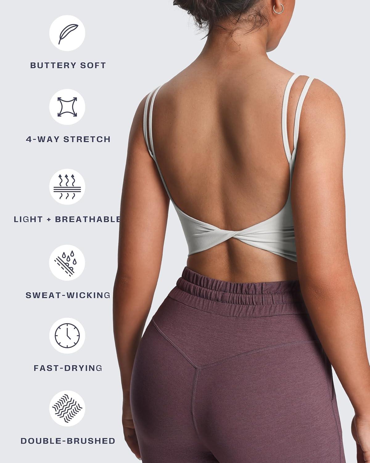 imageAoxjox Womens Workout Sports Bras Fitness Yoga Crop Tank Twist Back Cami1 White