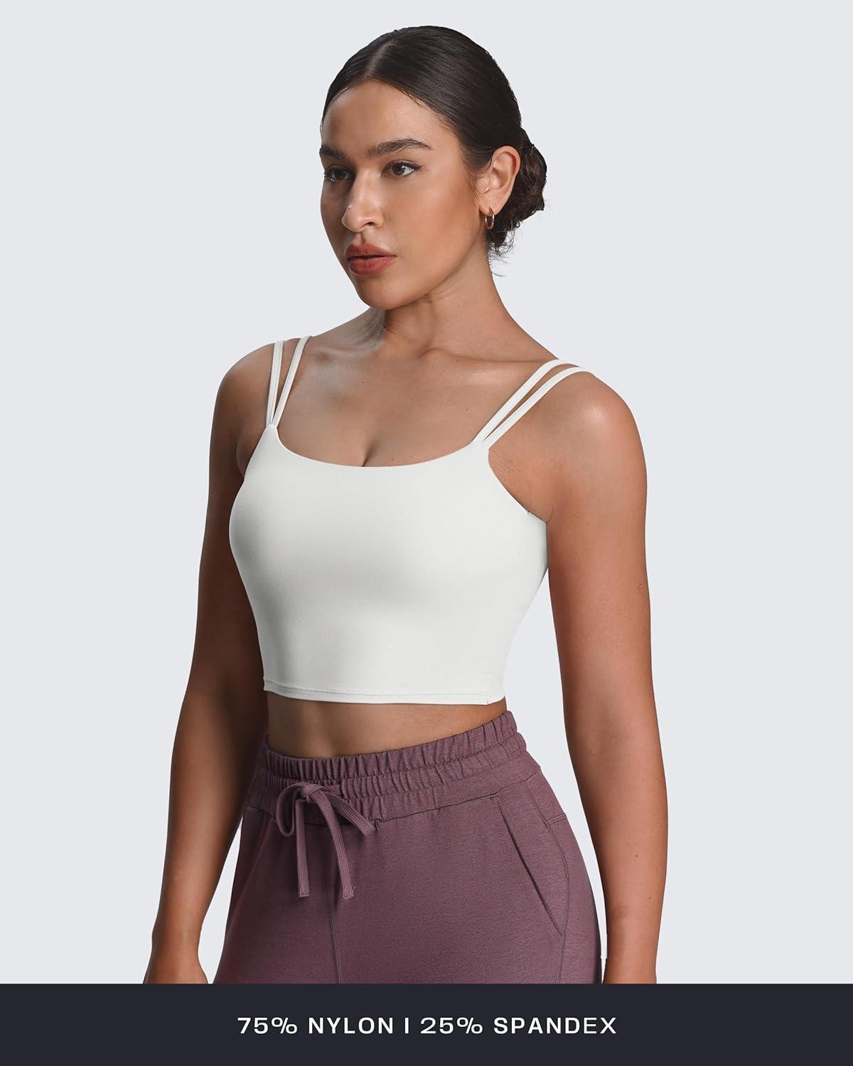 imageAoxjox Womens Workout Sports Bras Fitness Yoga Crop Tank Twist Back Cami1 White