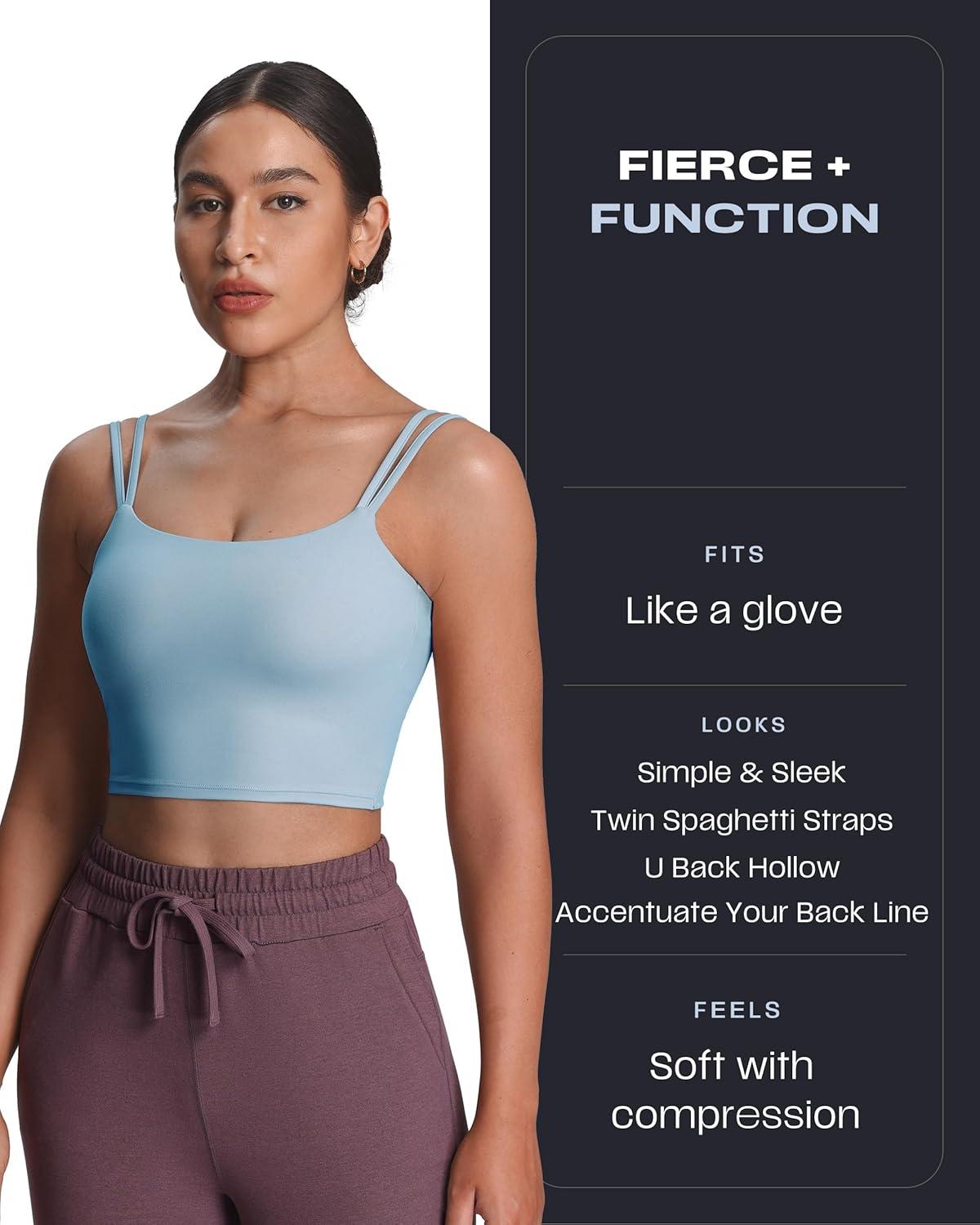 imageAoxjox Womens Workout Sports Bras Fitness Yoga Crop Tank Twist Back CamiAiry Blue