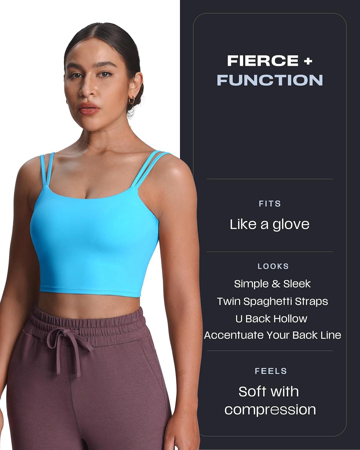 imageAoxjox Womens Workout Sports Bras Fitness Yoga Crop Tank Twist Back CamiAquarius Blue