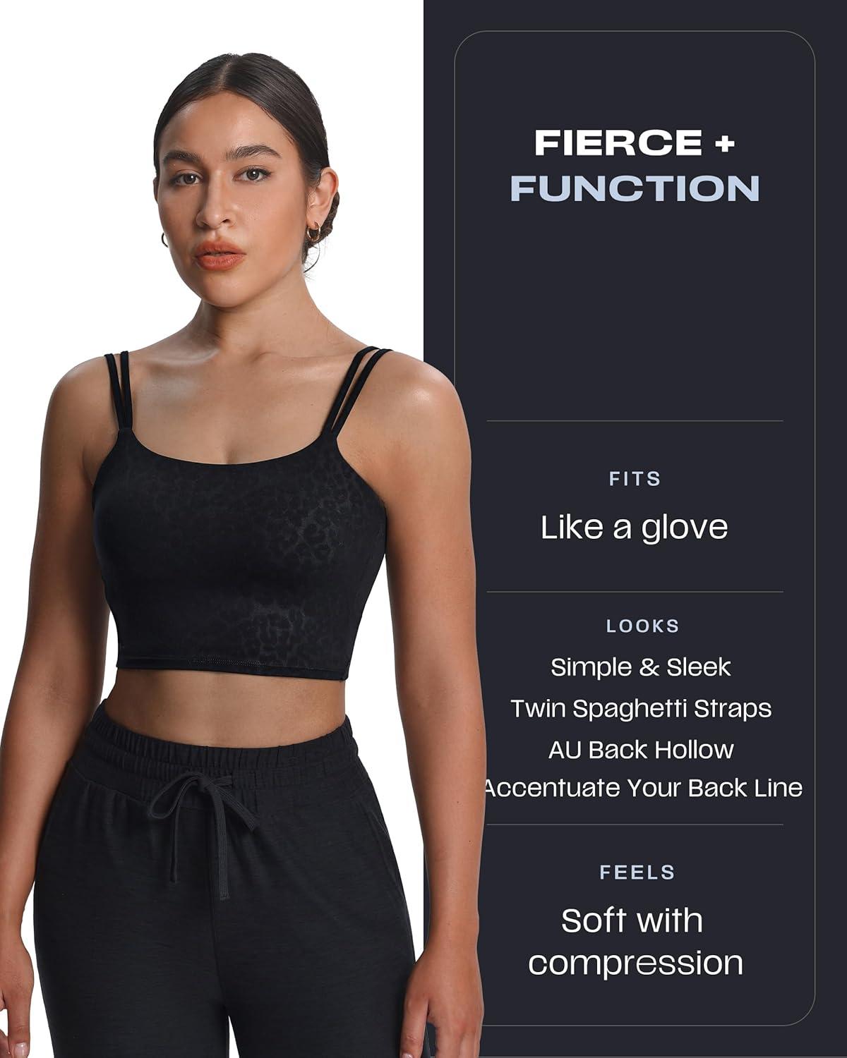 imageAoxjox Womens Workout Sports Bras Fitness Yoga Crop Tank Twist Back CamiBlack Leopard Print