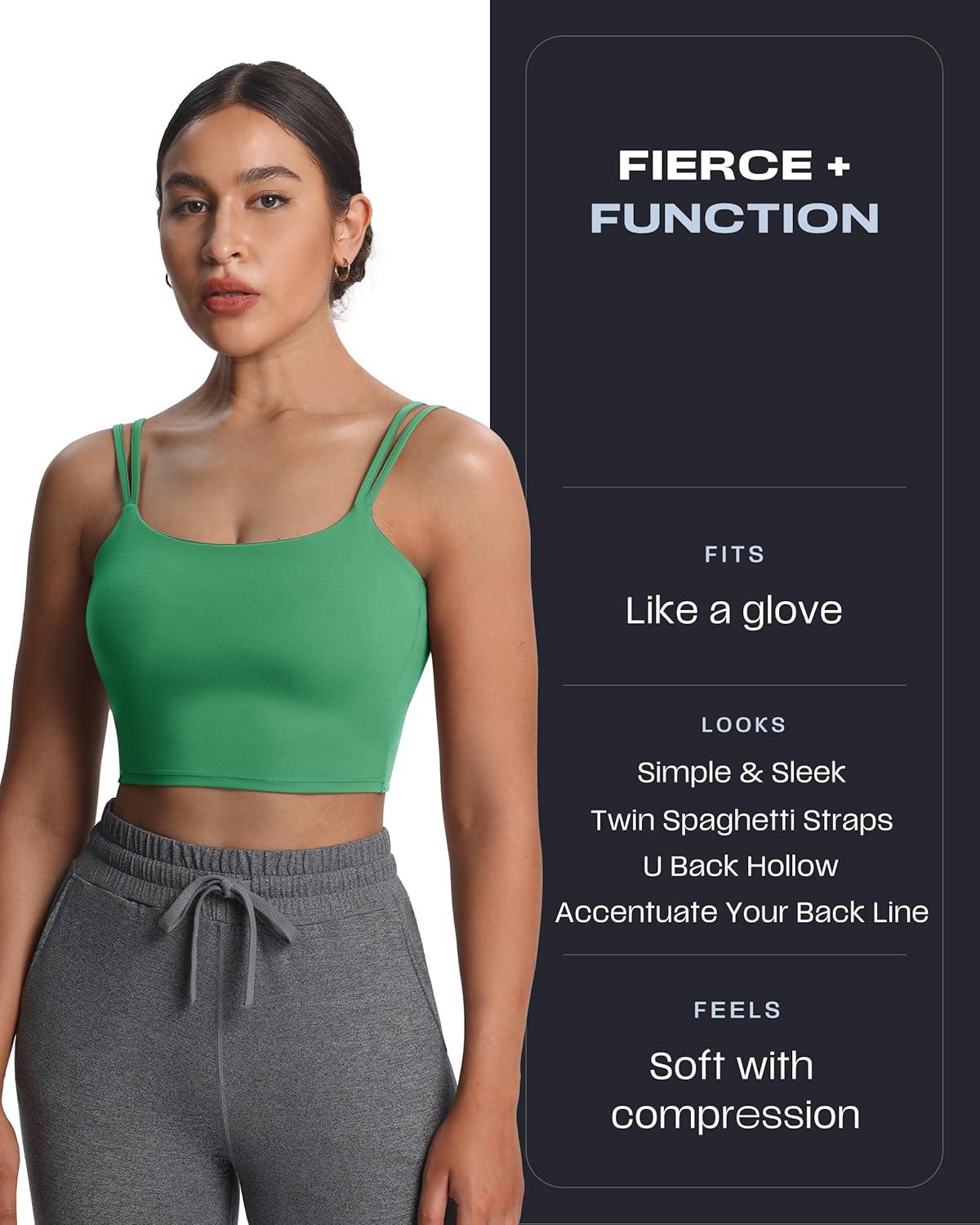 imageAoxjox Womens Workout Sports Bras Fitness Yoga Crop Tank Twist Back CamiBottle Green