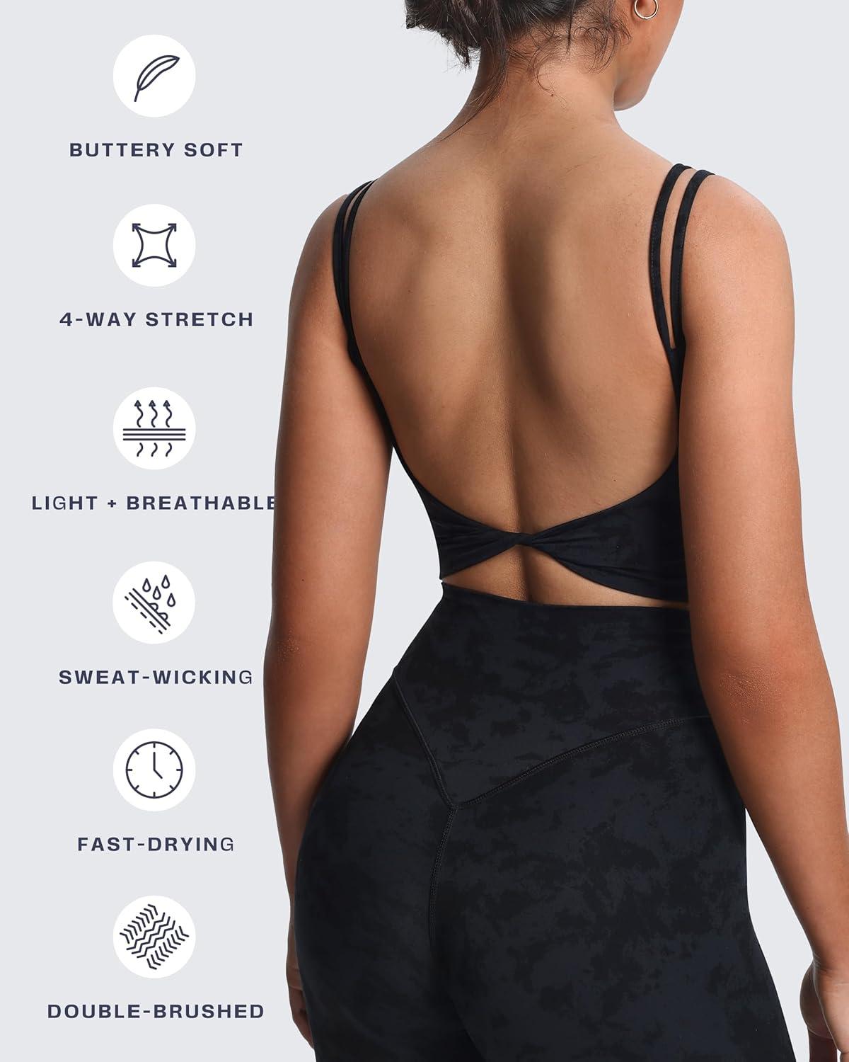 imageAoxjox Womens Workout Sports Bras Fitness Yoga Crop Tank Twist Back CamiCloud Black