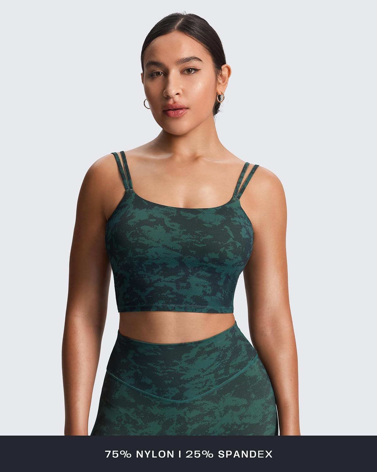 imageAoxjox Womens Workout Sports Bras Fitness Yoga Crop Tank Twist Back CamiCloud Dark Green