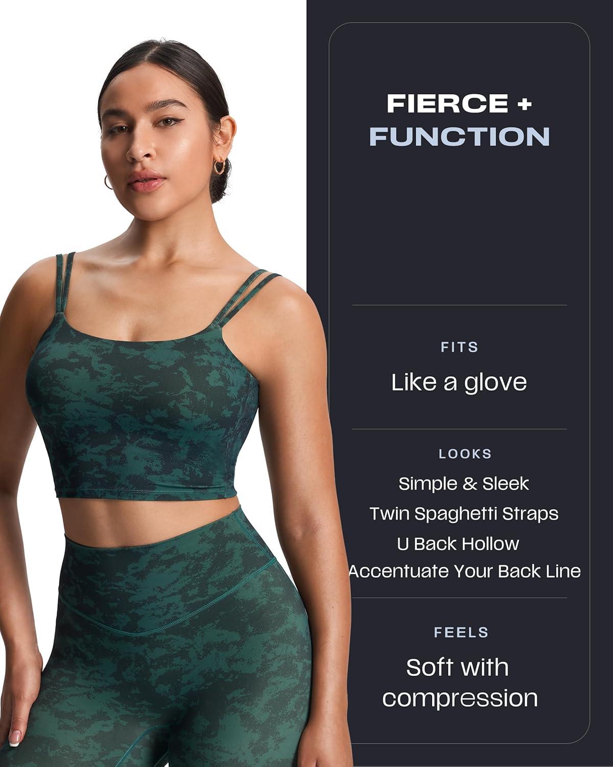 imageAoxjox Womens Workout Sports Bras Fitness Yoga Crop Tank Twist Back CamiCloud Dark Green