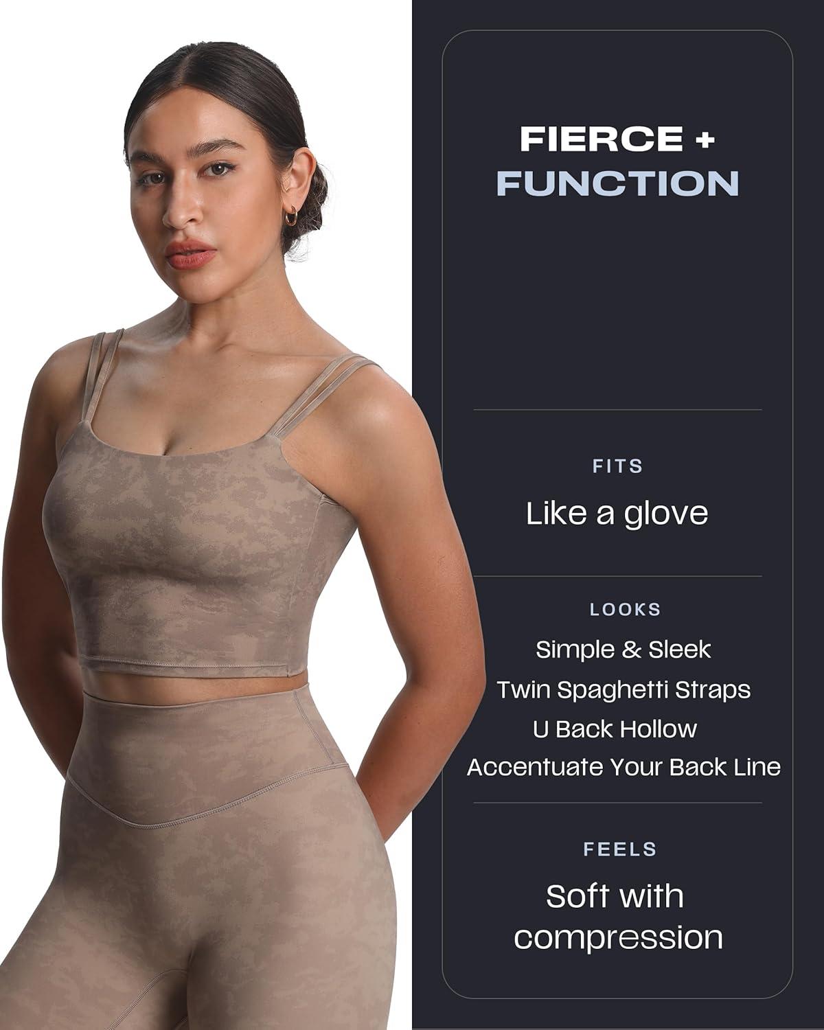 imageAoxjox Womens Workout Sports Bras Fitness Yoga Crop Tank Twist Back CamiCloud Fade Mocha