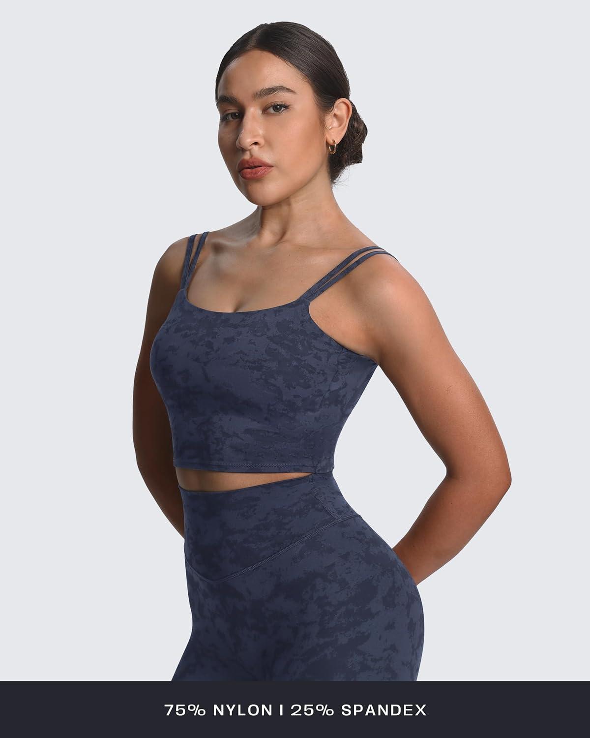 imageAoxjox Womens Workout Sports Bras Fitness Yoga Crop Tank Twist Back CamiCloud Navy