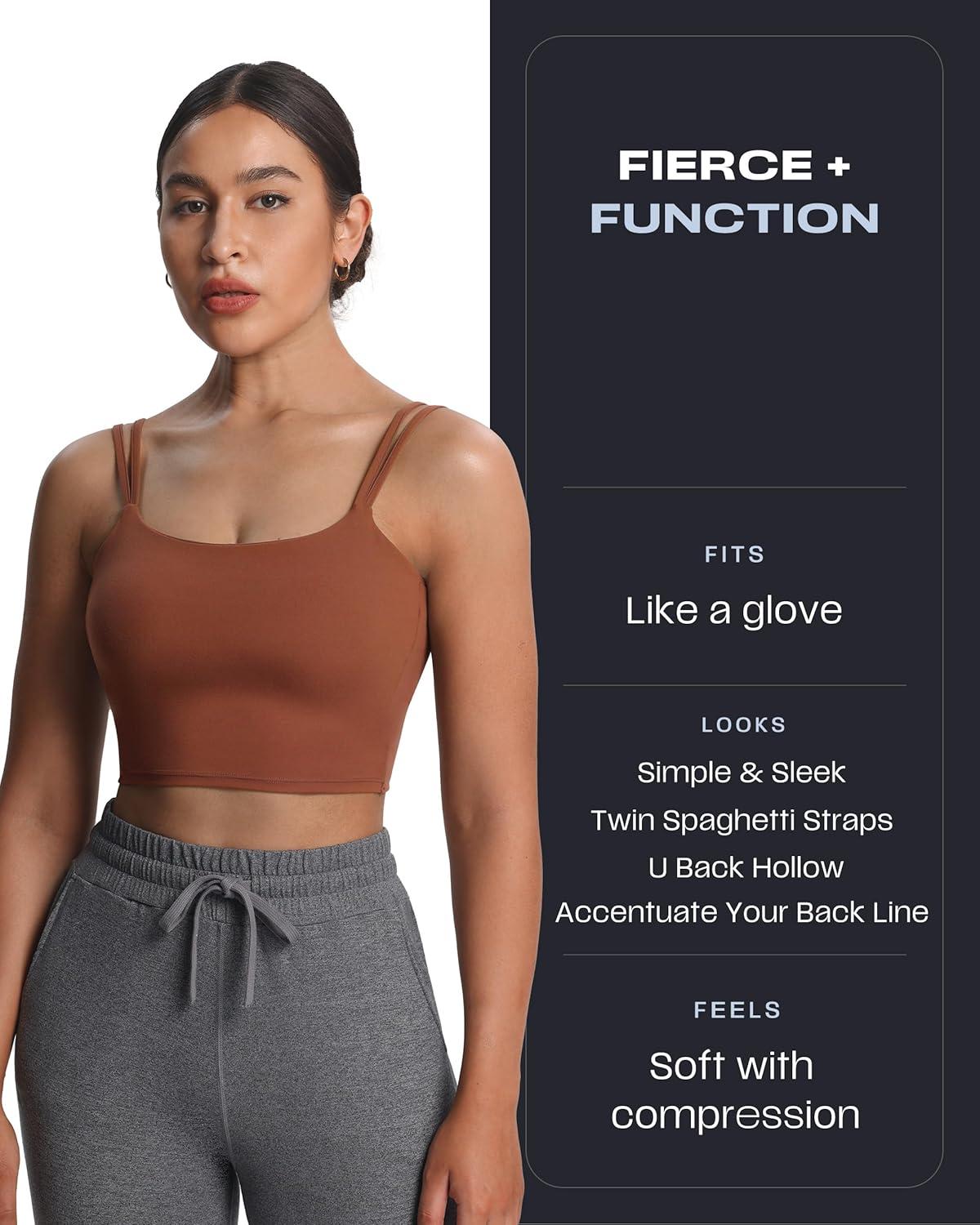 imageAoxjox Womens Workout Sports Bras Fitness Yoga Crop Tank Twist Back CamiDandelion Brown