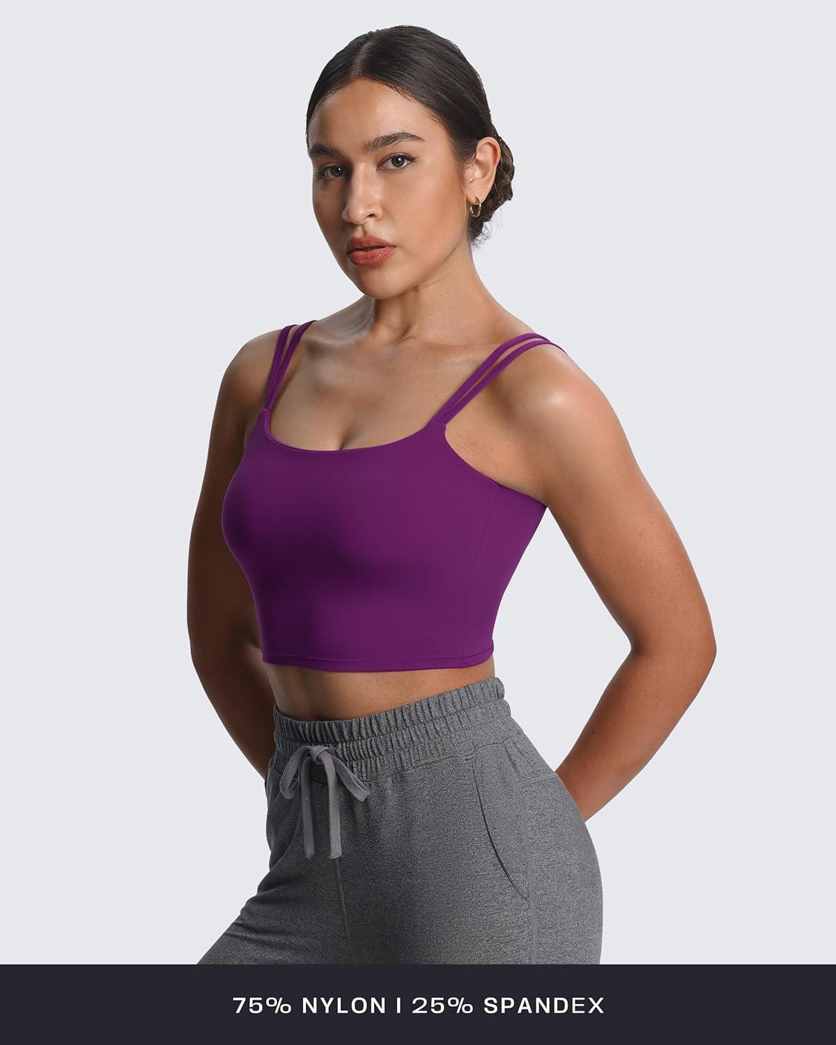 imageAoxjox Womens Workout Sports Bras Fitness Yoga Crop Tank Twist Back CamiDark Purple