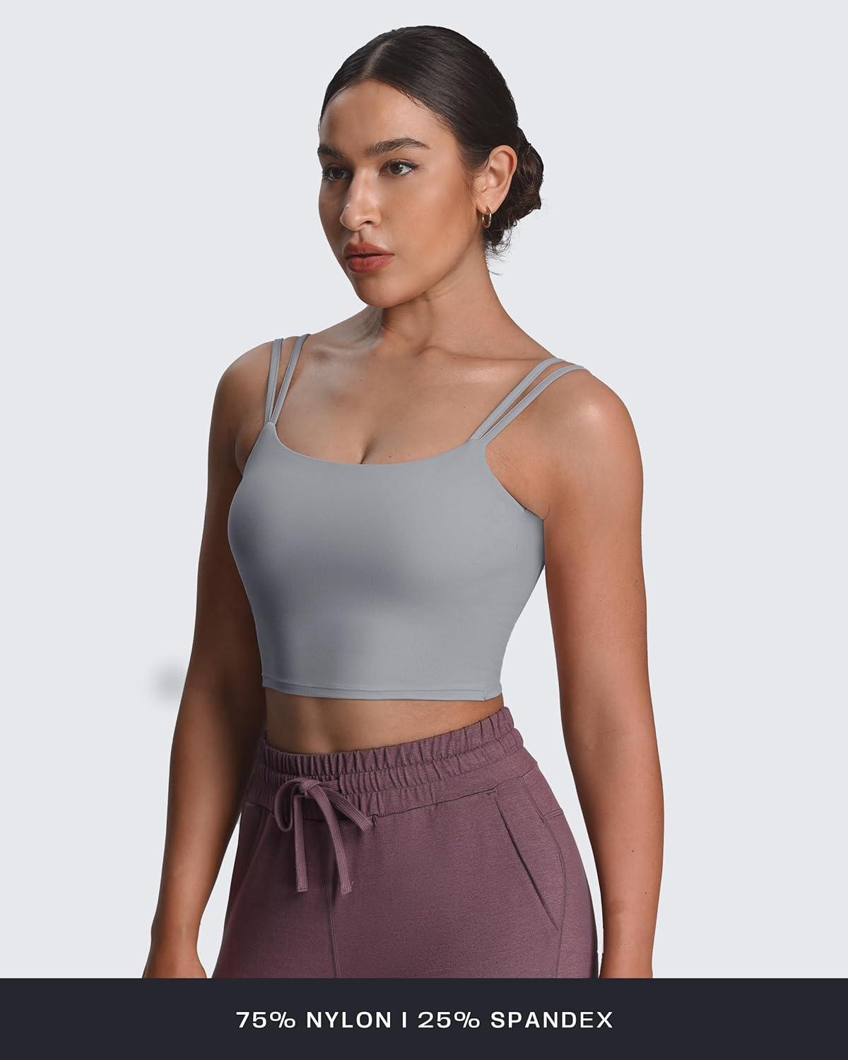 imageAoxjox Womens Workout Sports Bras Fitness Yoga Crop Tank Twist Back CamiGrey