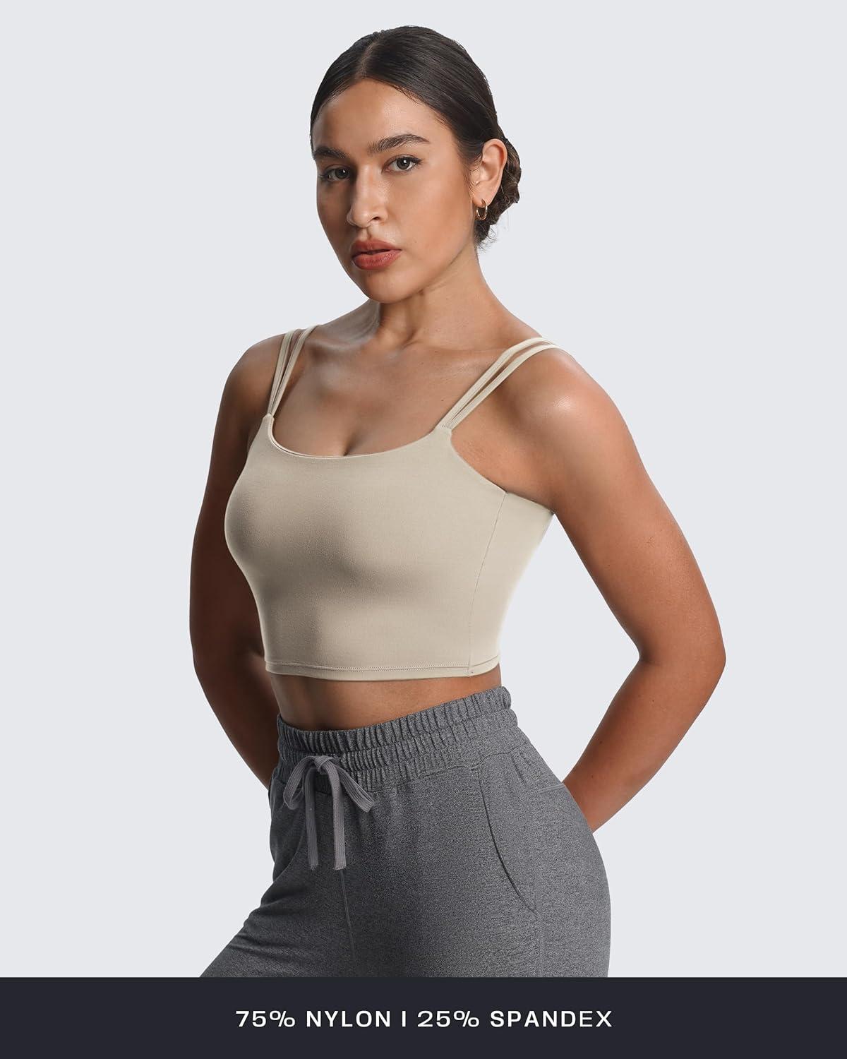 imageAoxjox Womens Workout Sports Bras Fitness Yoga Crop Tank Twist Back CamiMink