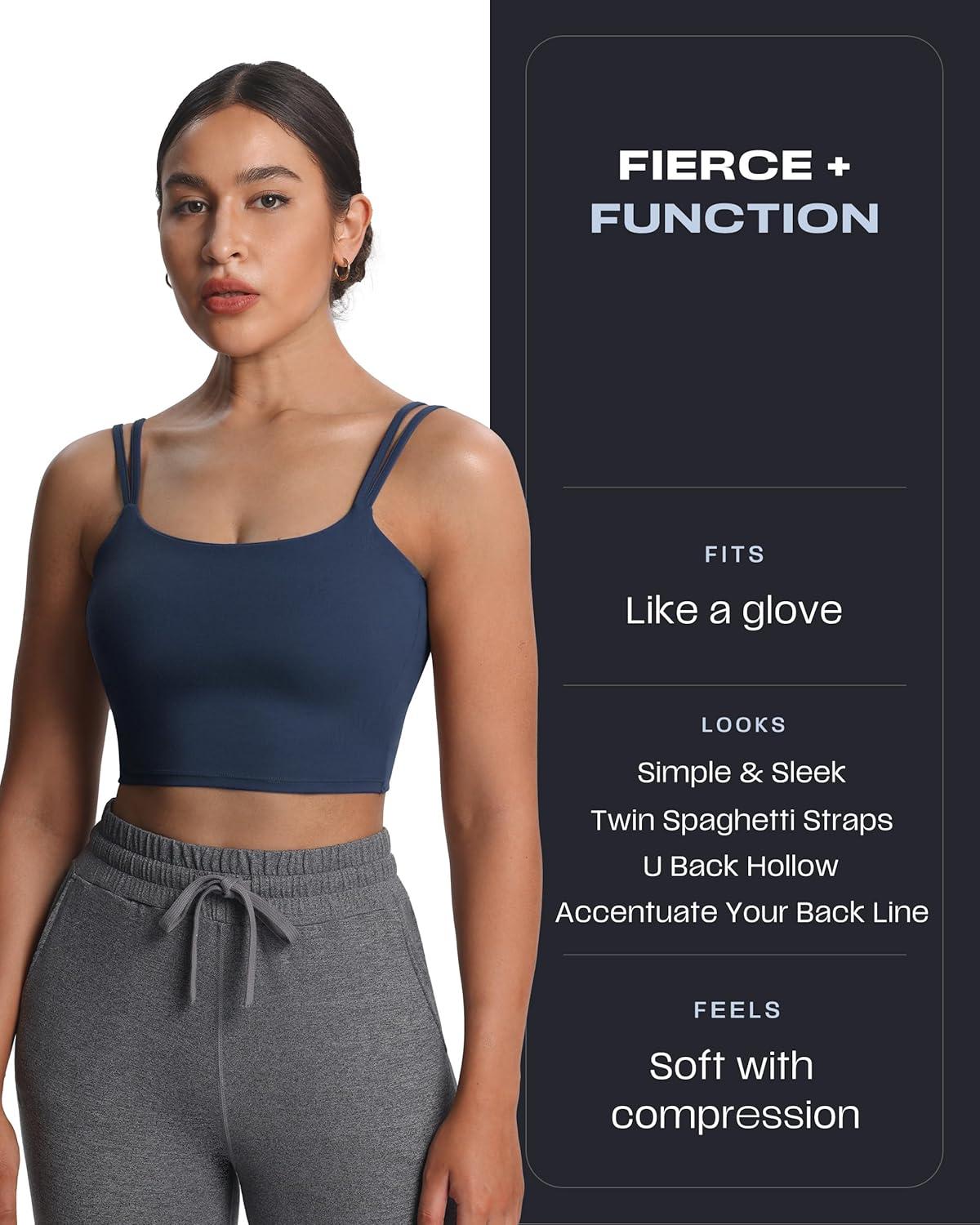 imageAoxjox Womens Workout Sports Bras Fitness Yoga Crop Tank Twist Back CamiNavy