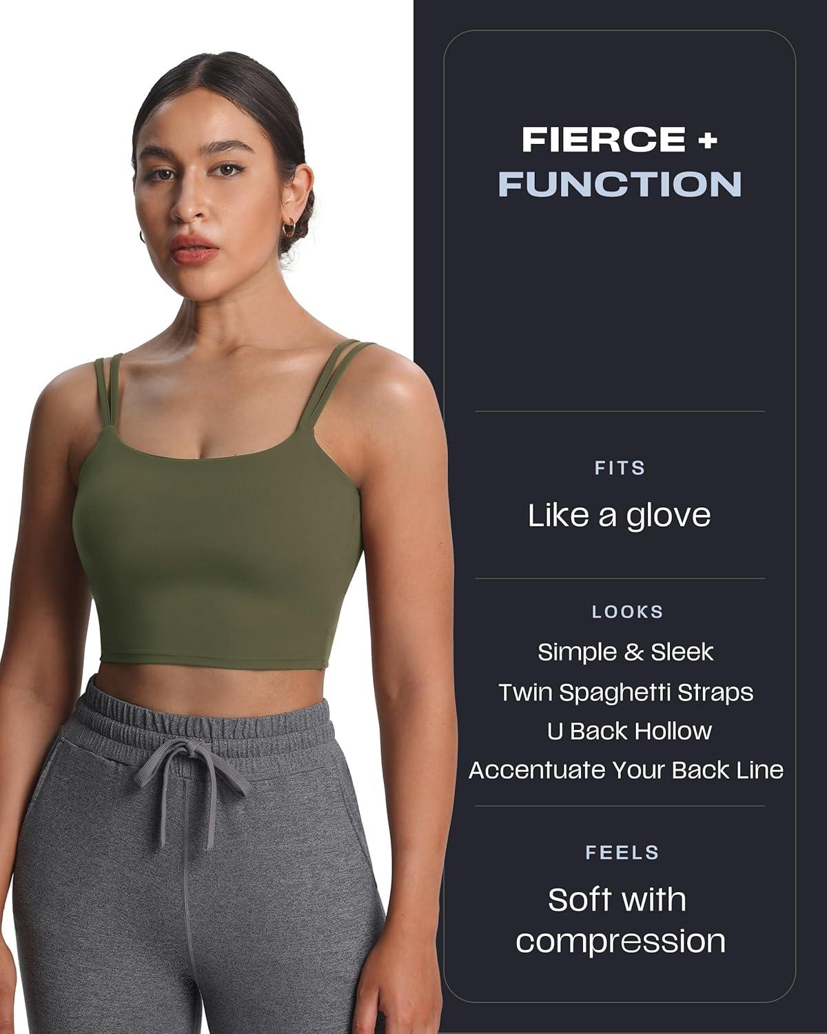 imageAoxjox Womens Workout Sports Bras Fitness Yoga Crop Tank Twist Back CamiOlive Green