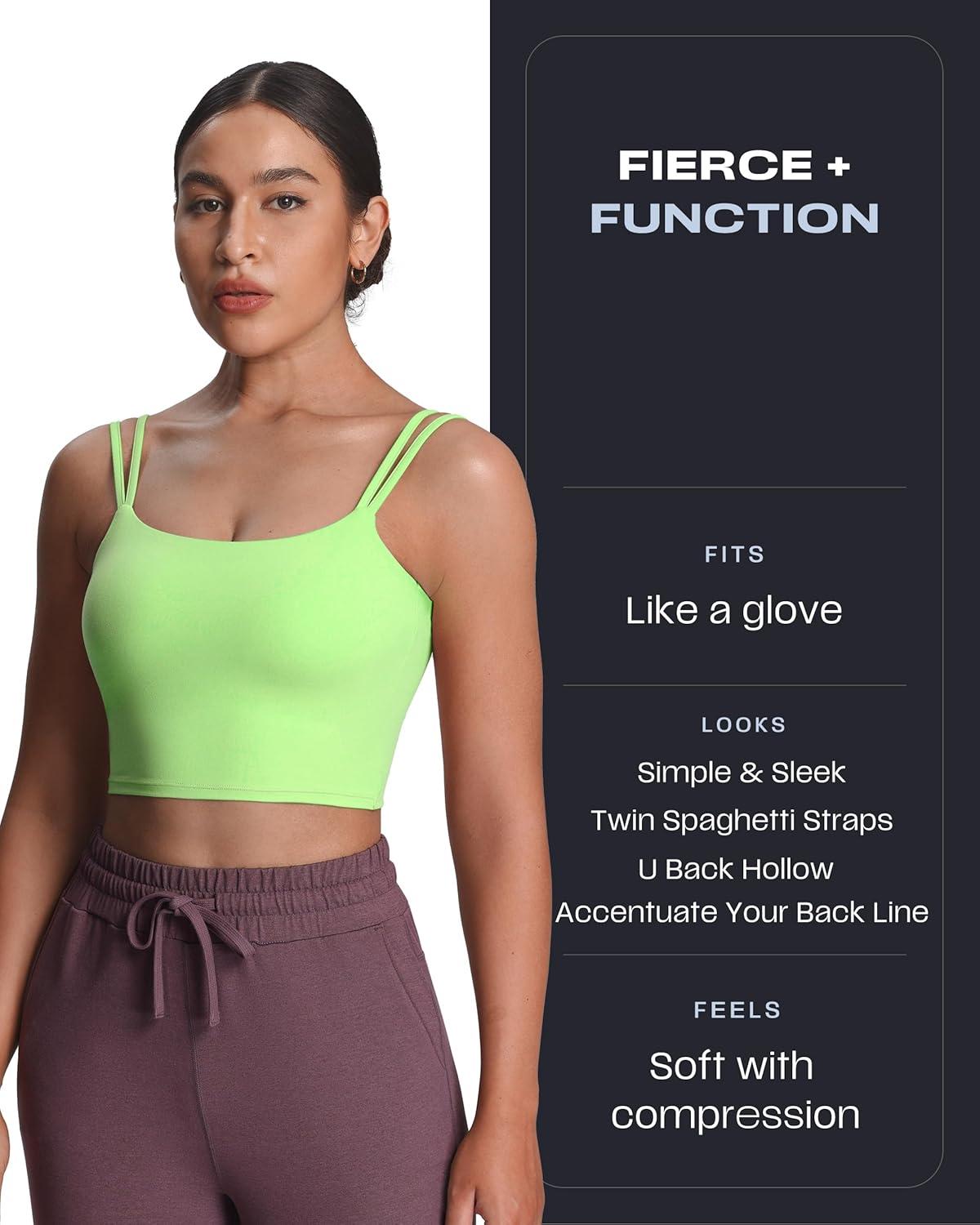 imageAoxjox Womens Workout Sports Bras Fitness Yoga Crop Tank Twist Back CamiParadise Green