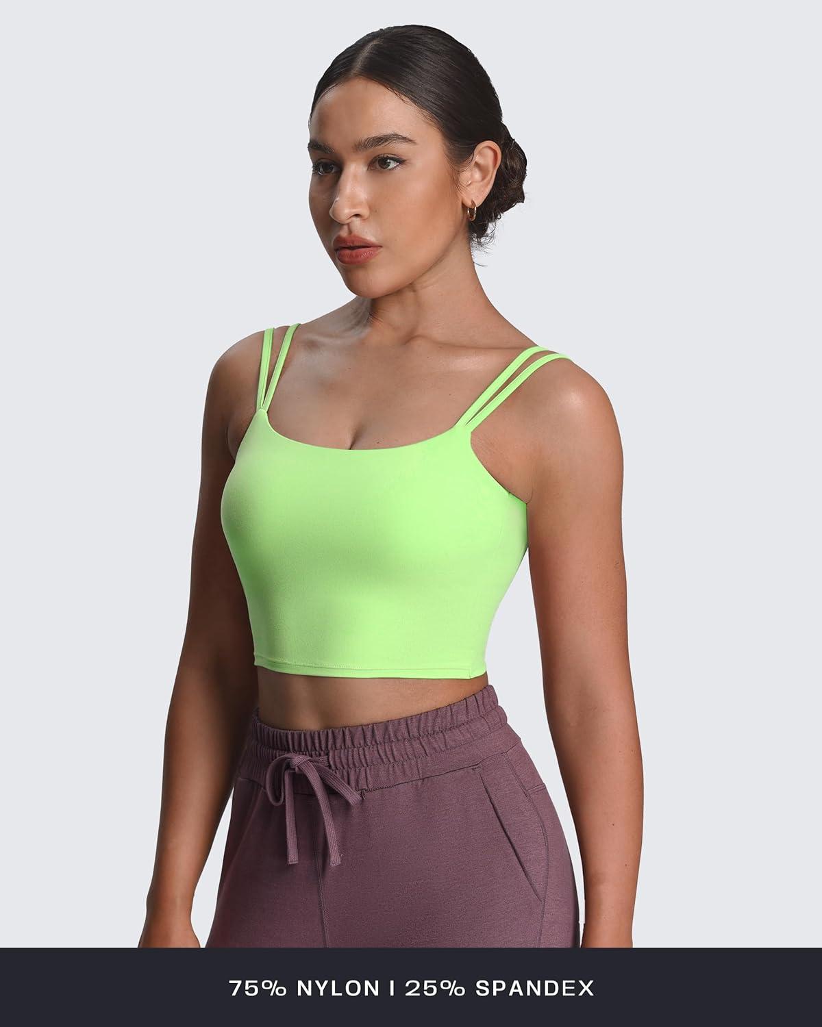 imageAoxjox Womens Workout Sports Bras Fitness Yoga Crop Tank Twist Back CamiParadise Green