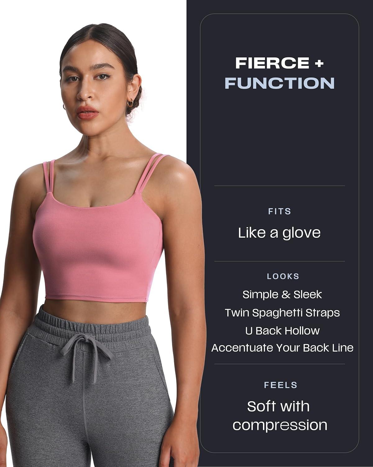 imageAoxjox Womens Workout Sports Bras Fitness Yoga Crop Tank Twist Back CamiPink