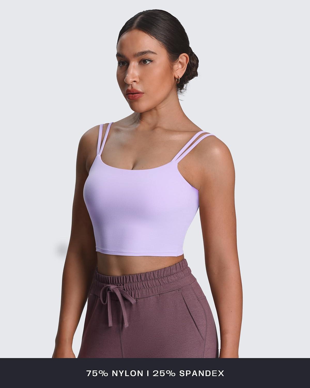 imageAoxjox Womens Workout Sports Bras Fitness Yoga Crop Tank Twist Back CamiPurple Heather