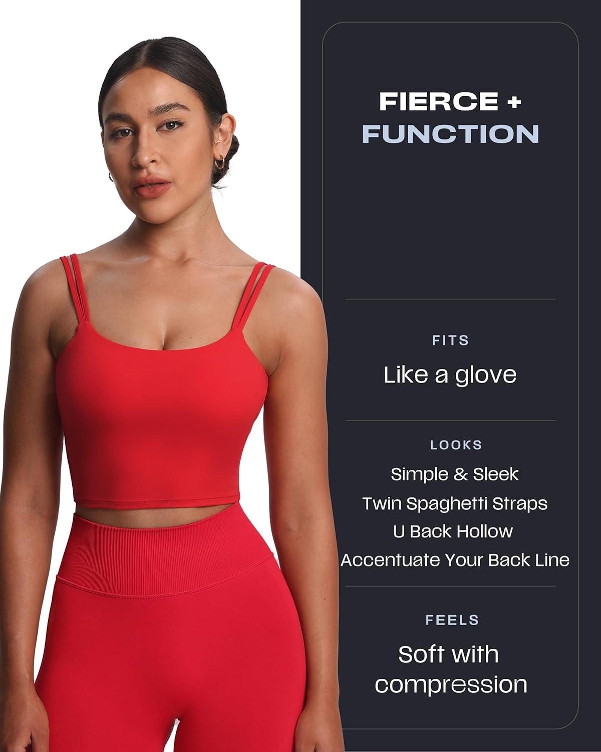 imageAoxjox Womens Workout Sports Bras Fitness Yoga Crop Tank Twist Back CamiRacing Red