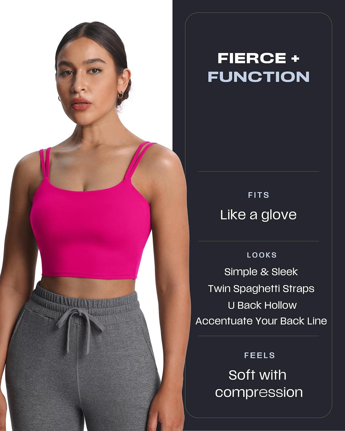 imageAoxjox Womens Workout Sports Bras Fitness Yoga Crop Tank Twist Back CamiRose Red