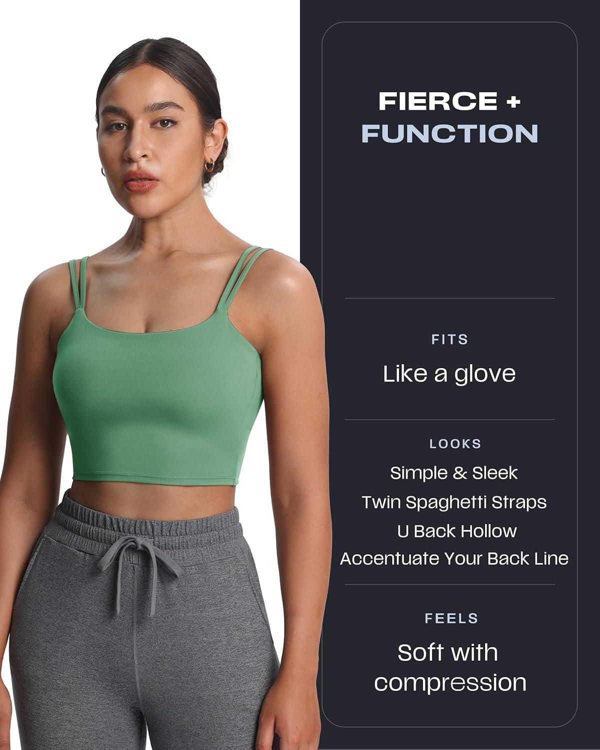 imageAoxjox Womens Workout Sports Bras Fitness Yoga Crop Tank Twist Back CamiSage Green