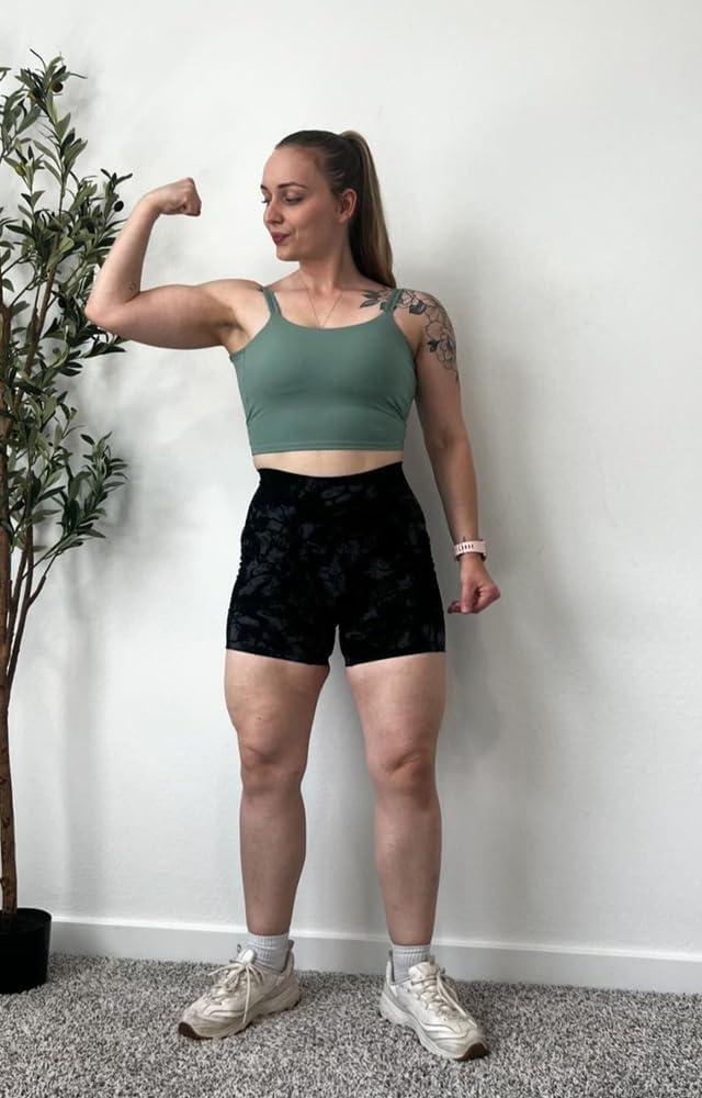 imageAoxjox Womens Workout Sports Bras Fitness Yoga Crop Tank Twist Back CamiSage Green