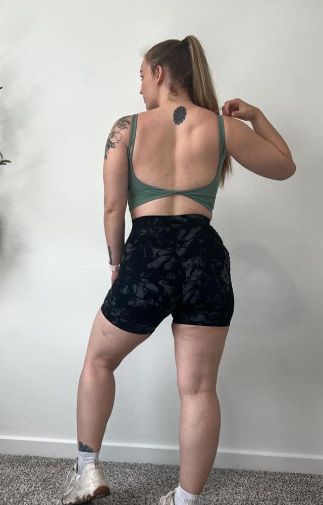 imageAoxjox Womens Workout Sports Bras Fitness Yoga Crop Tank Twist Back CamiSage Green